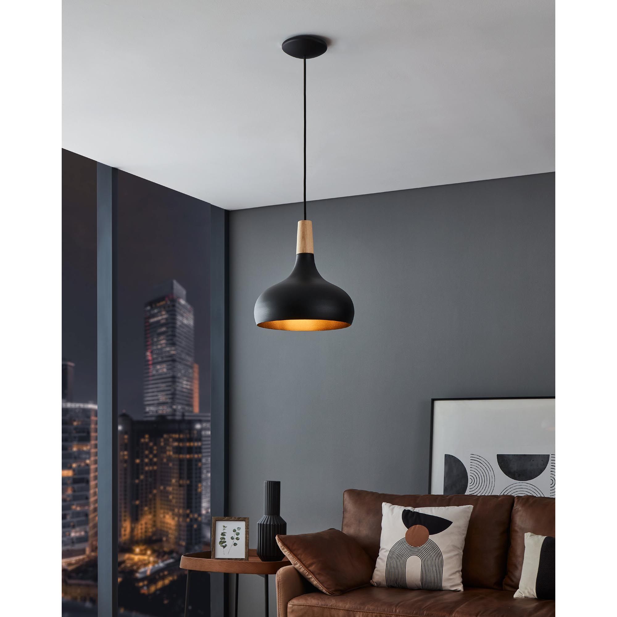 Suspension en métal noir SABINAR H1100 cm E27 40W