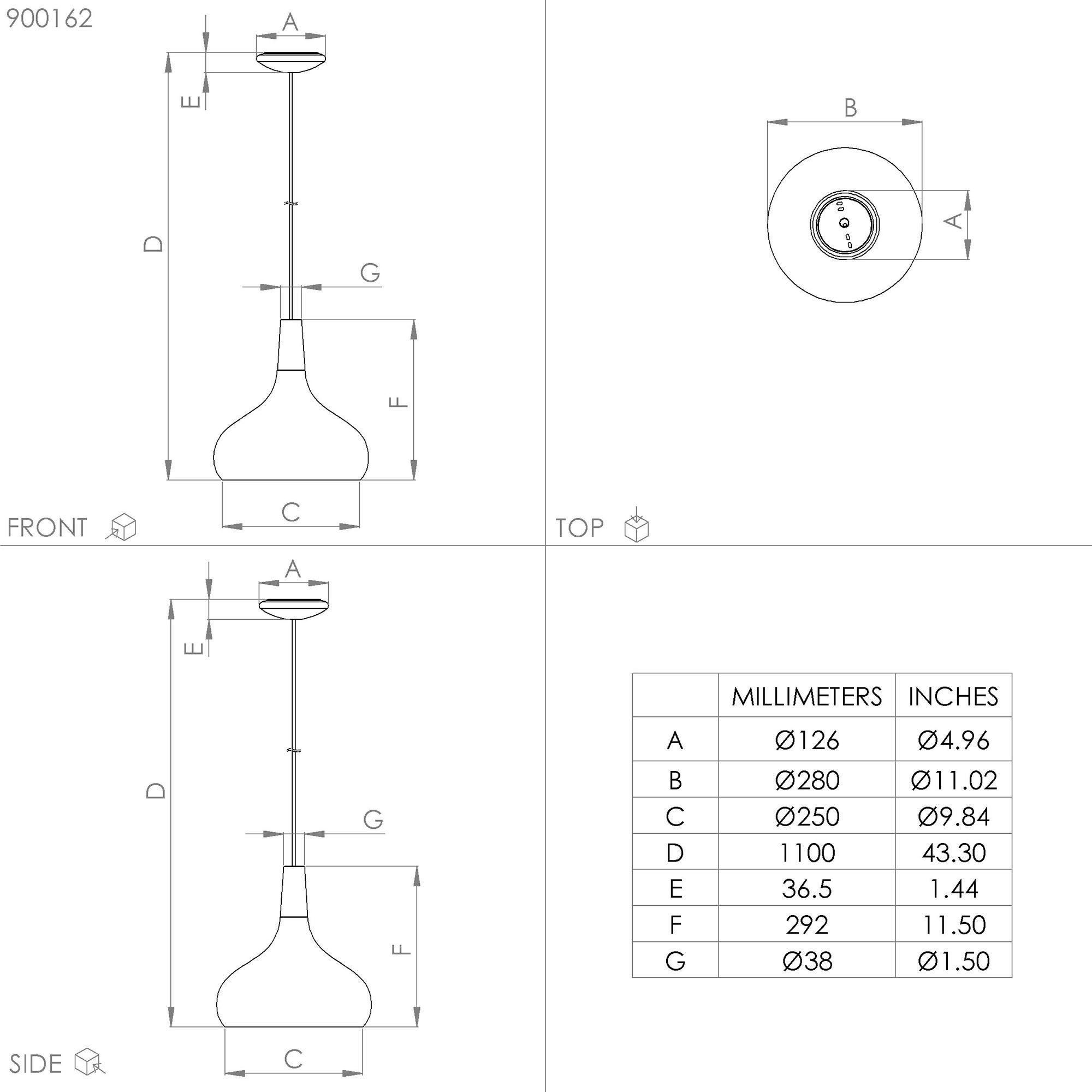 Suspension en métal noir SABINAR H1100 cm E27 40W