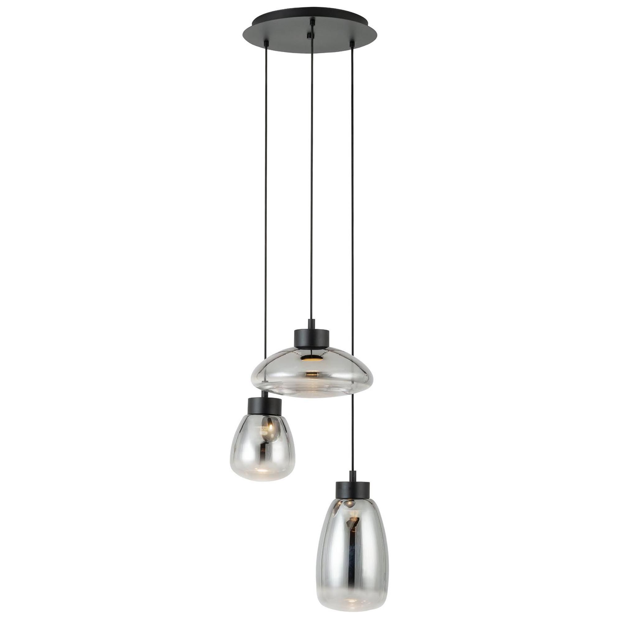 Suspension en verre chrome SARNARRA led intégrée 3X5,4W