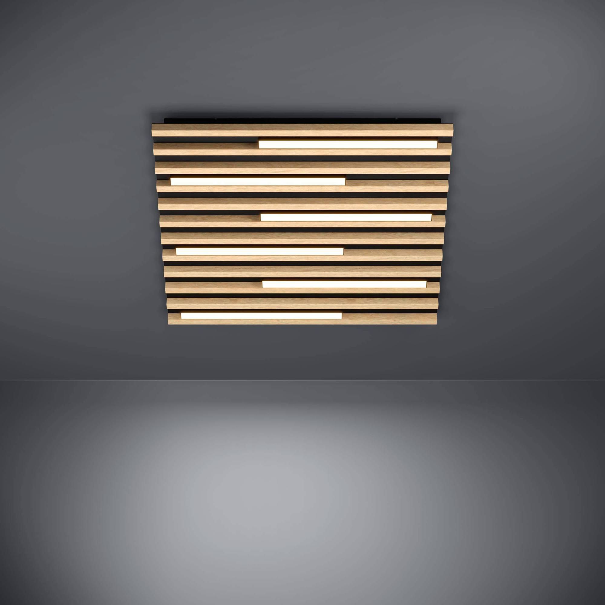 Plafonnier LED MARREIRA dimmable en Bois 57X57cm