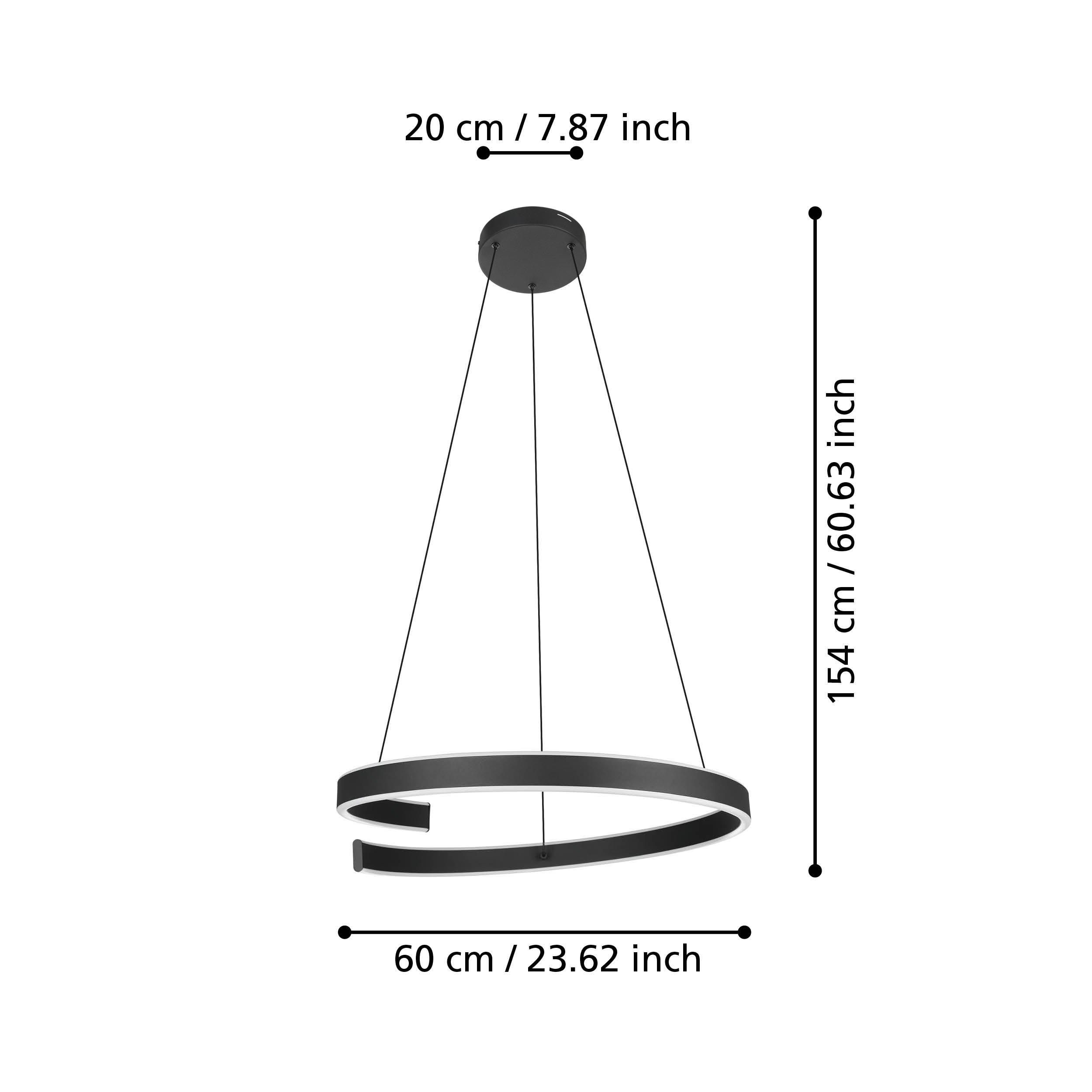 Suspension en plastique noir ANDABAIA-Z led intégrée 42,5W