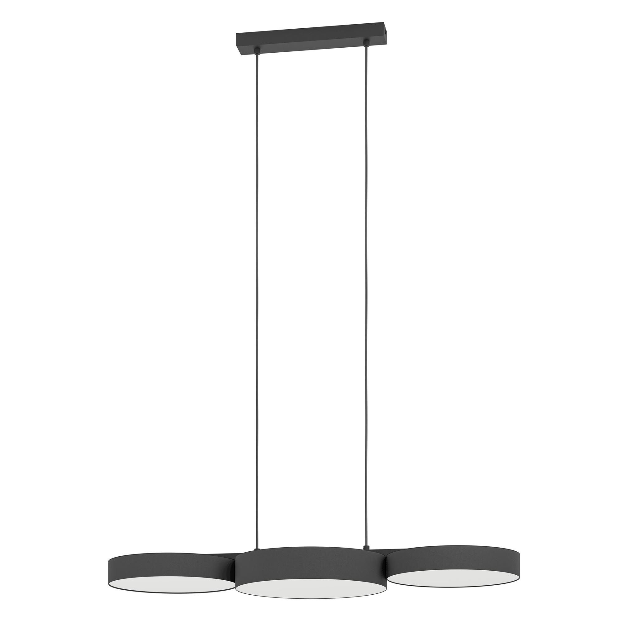 Suspension en tissu noir et métal BARBANO-Z led intégrée 3X7,5W