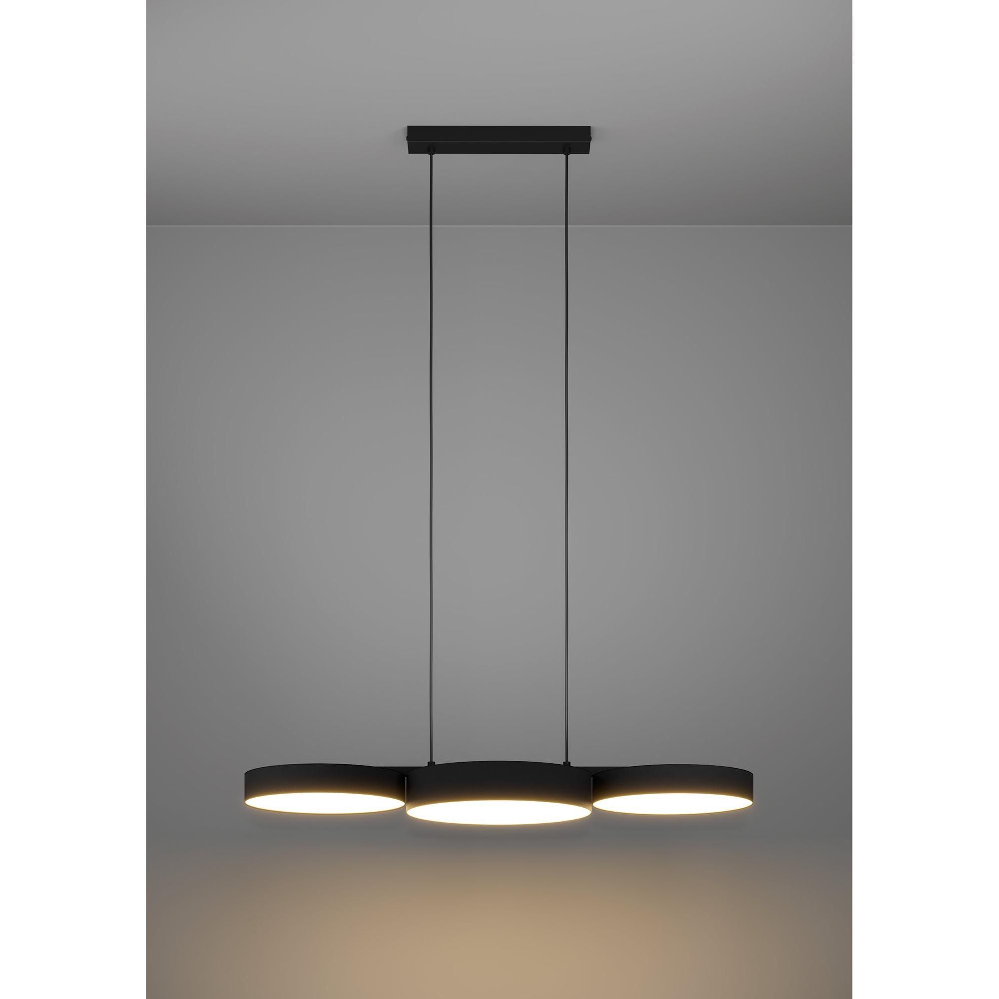 Suspension en tissu noir et métal BARBANO-Z led intégrée 3X7,5W