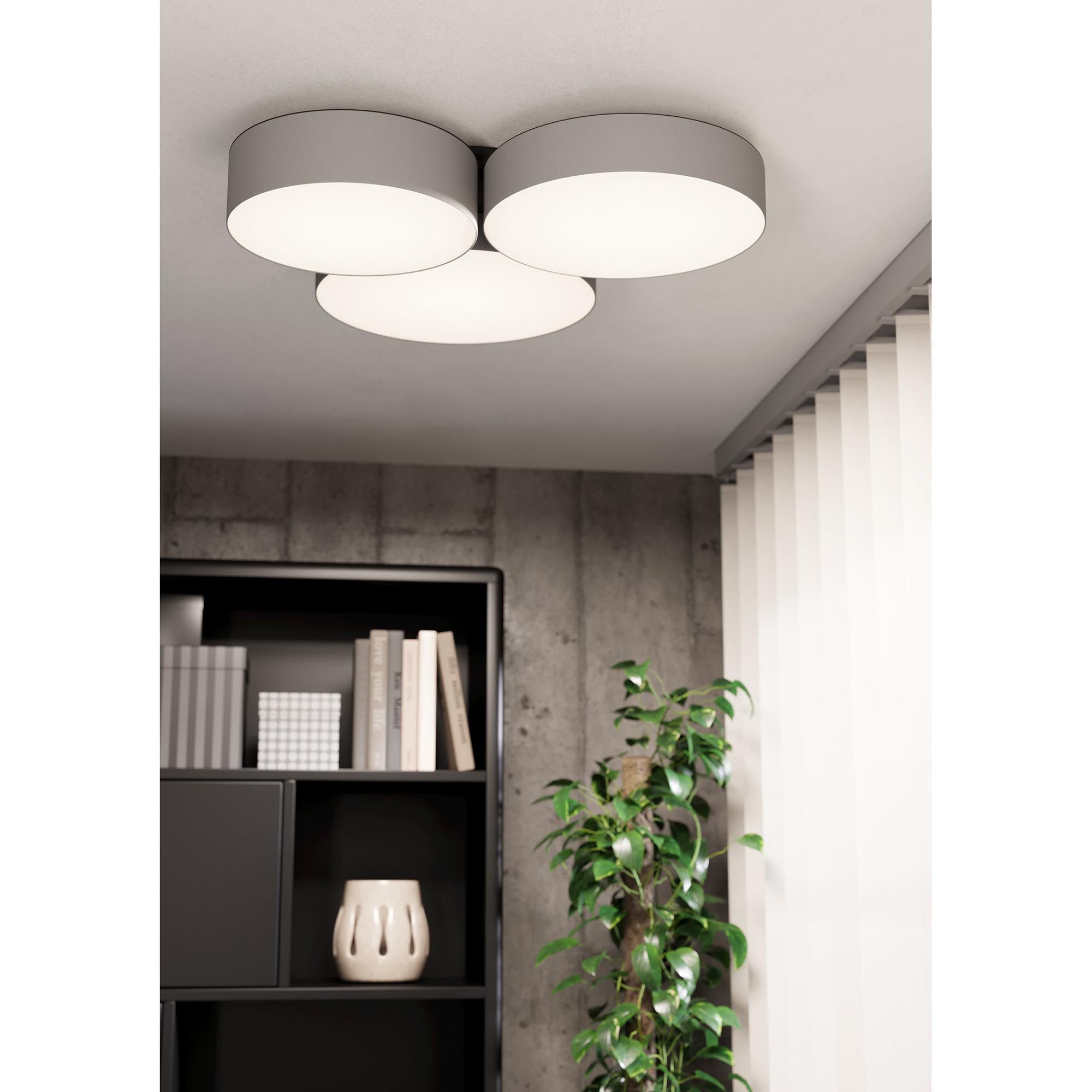 Plafonnier en tissu gris et métal BARBANO-Z led intégrée 3X7,5W