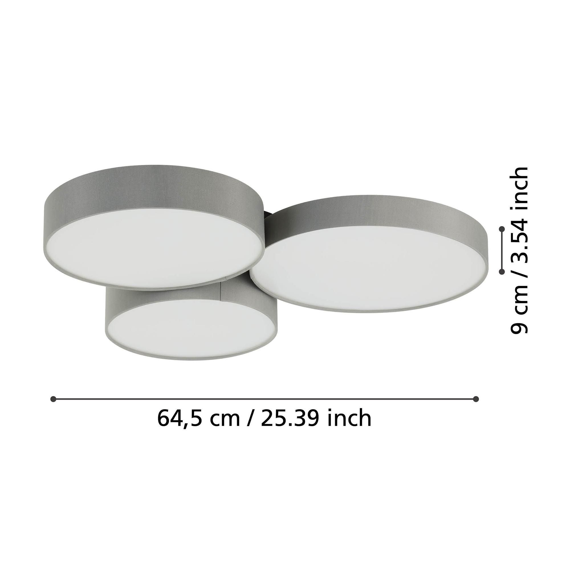 Plafonnier en tissu gris et métal BARBANO-Z led intégrée 3X7,5W