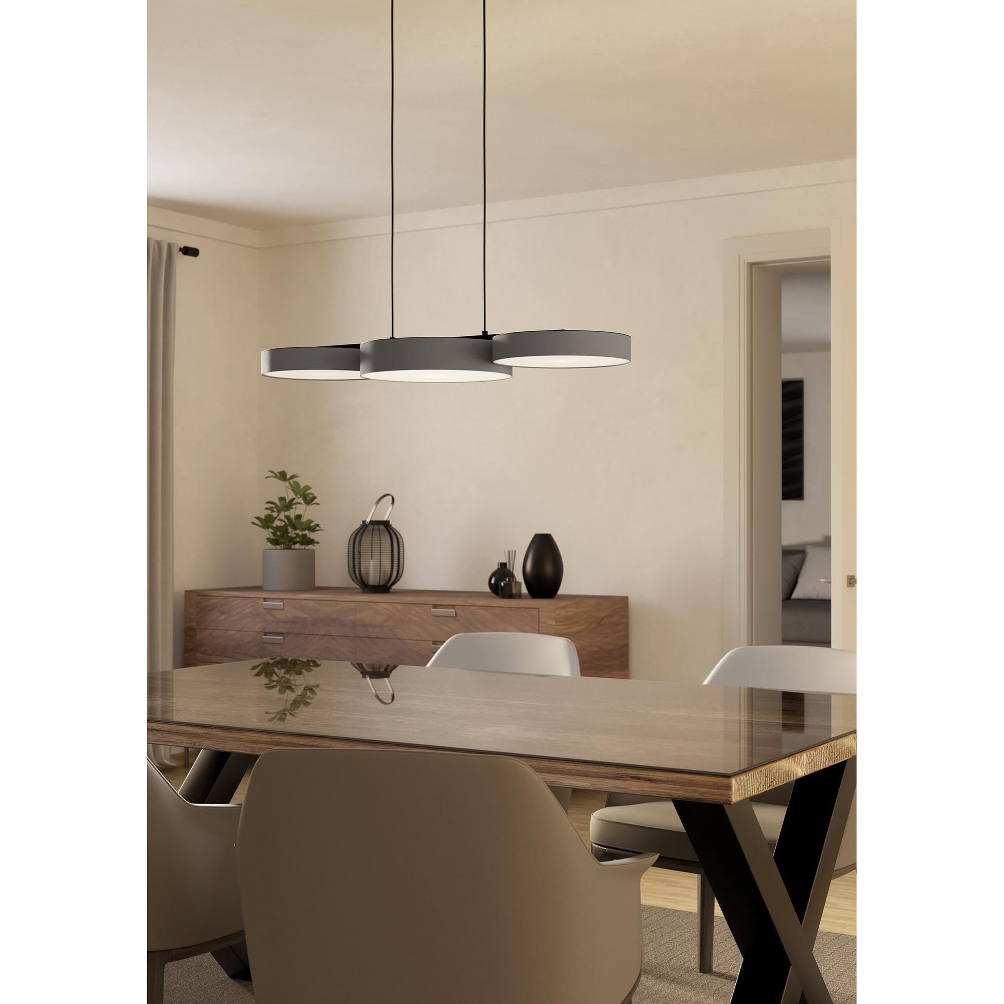 Suspension en tissu gris BARBANO-Z led intégrée 3X7,5W