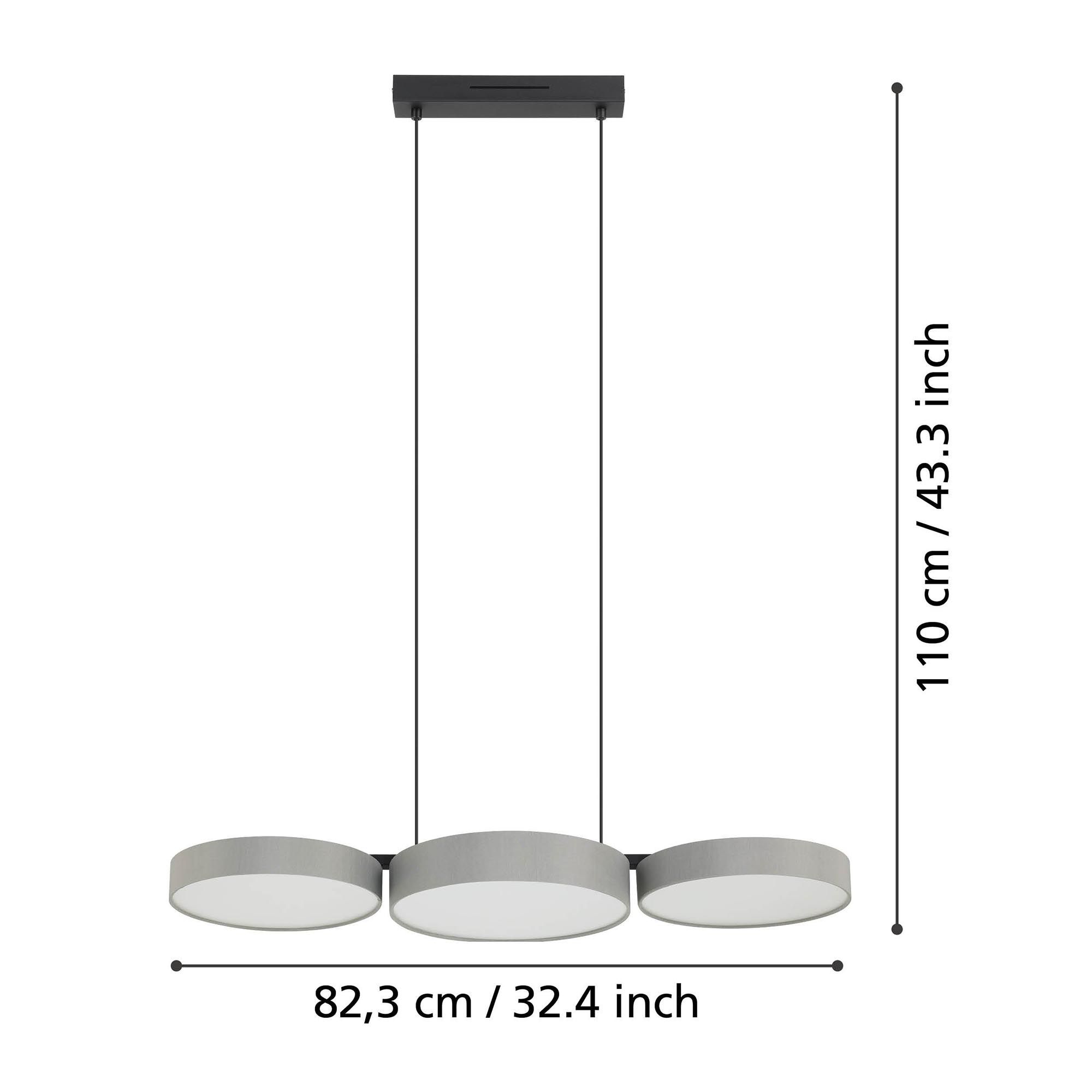 Suspension en tissu gris BARBANO-Z led intégrée 3X7,5W