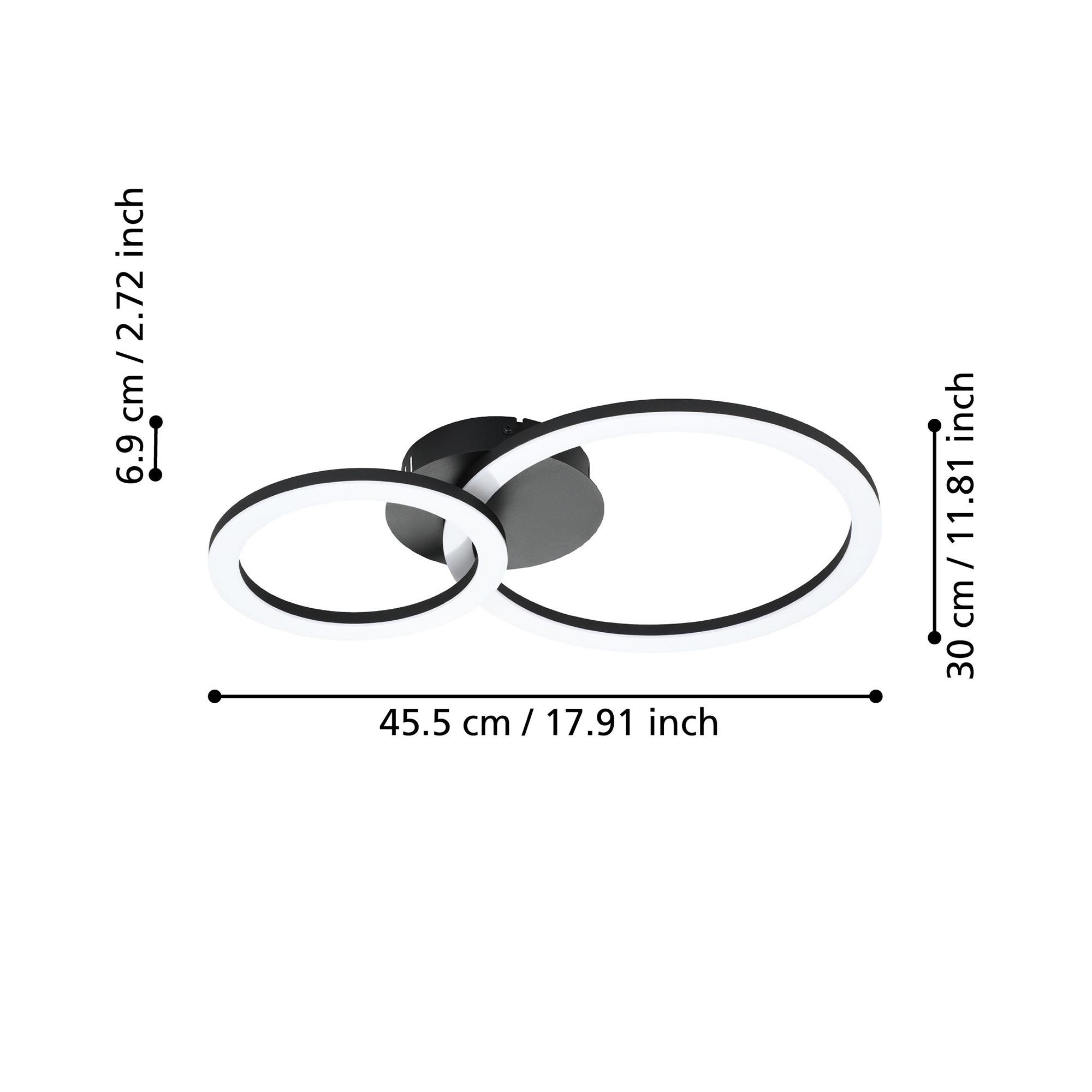 Plafonnier noir PARRAPOS Z led intégrée 15W