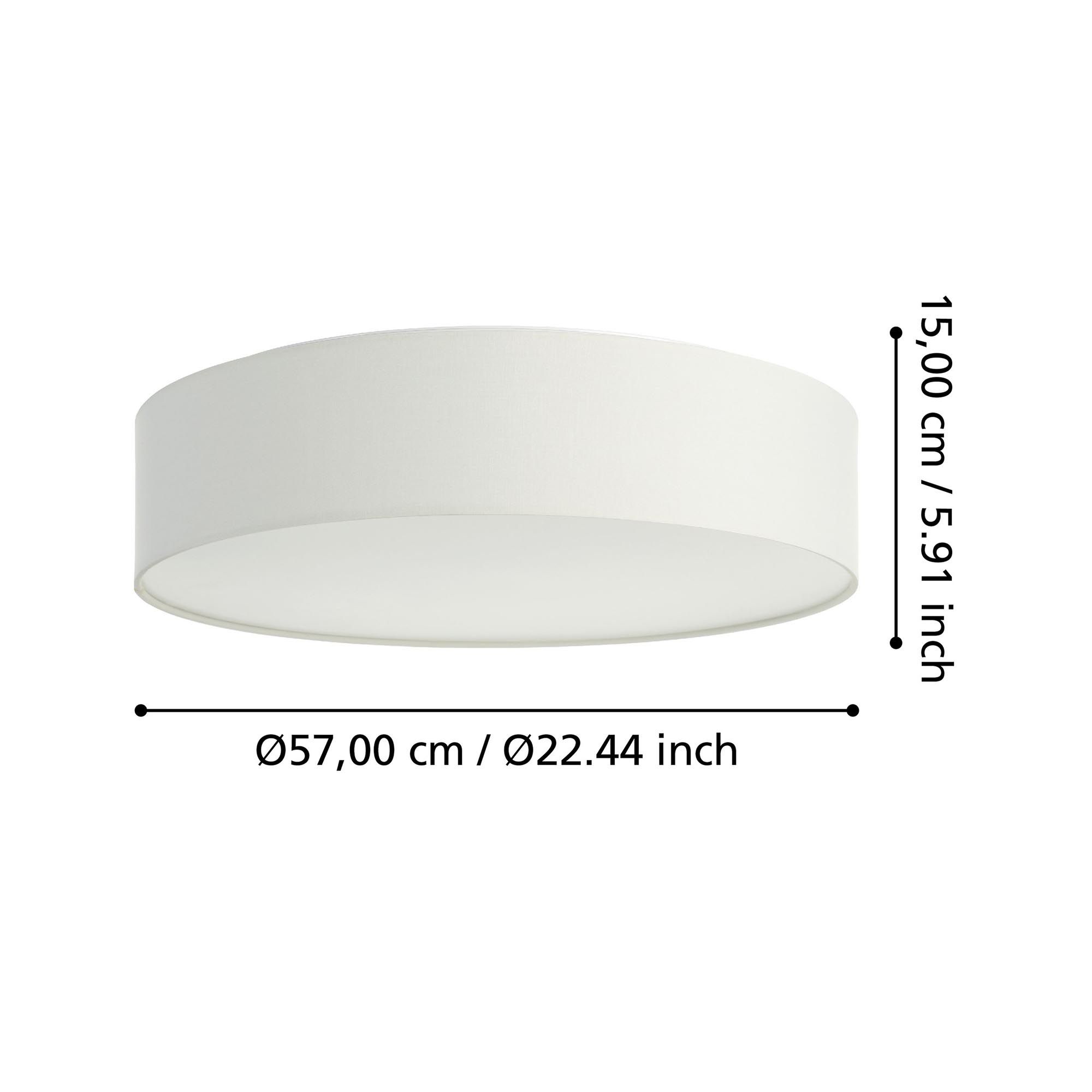 Plafonnier LED ROMAO Z dimmable en tissu Blanc D57cm