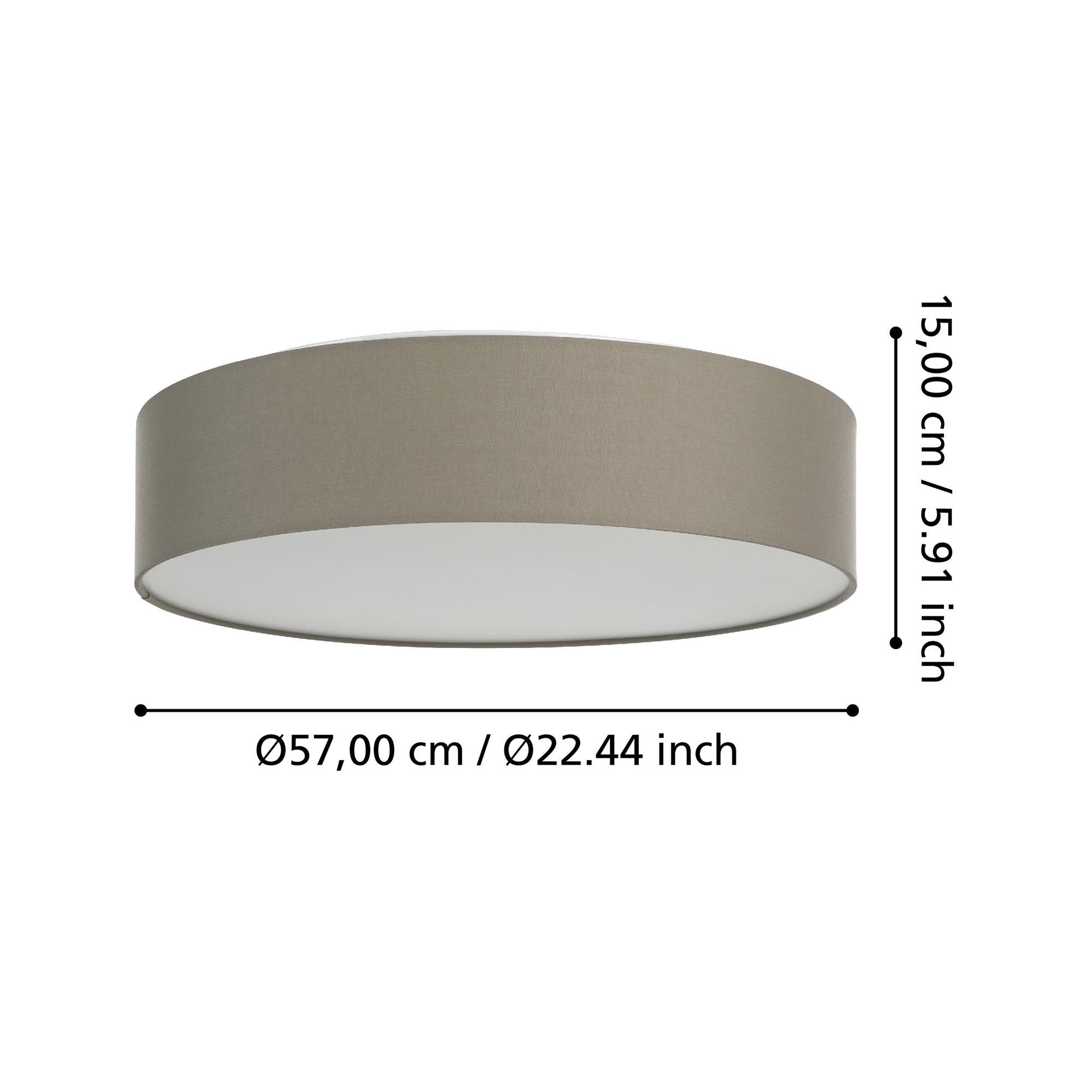 Plafonnier en tissu taupe ROMAO-Z led intégrée 35W