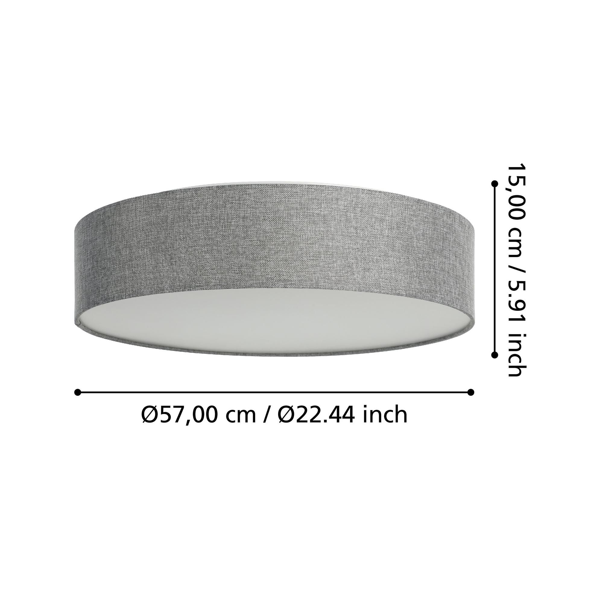 Plafonnier LED ROMAO Z dimmable en tissu Gris D57cm