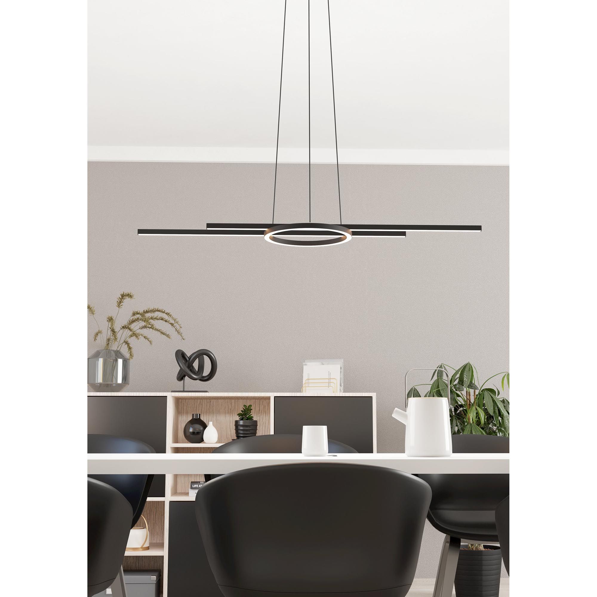 Suspension en métal noir ZILLERIO Z led intégrée 2X8W