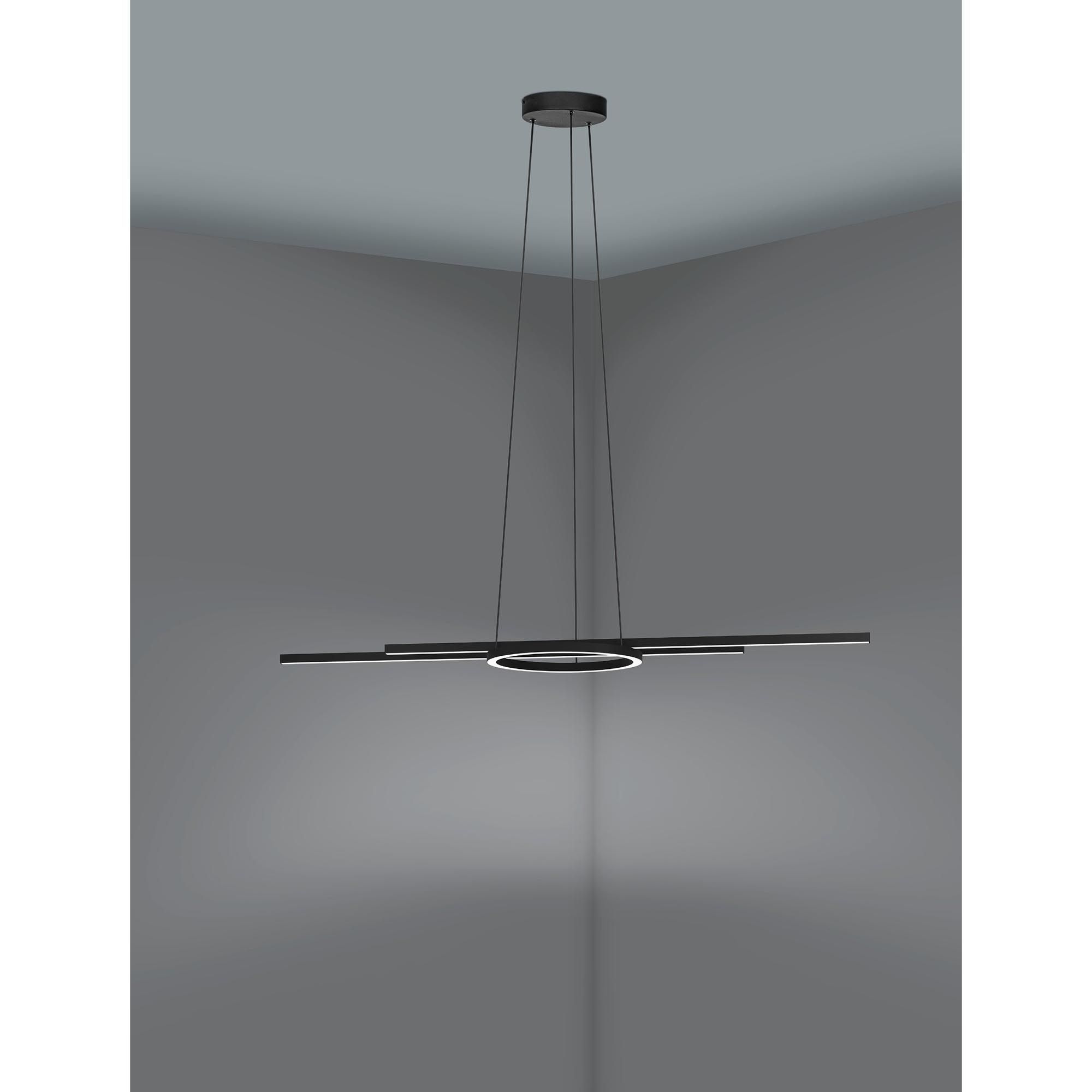 Suspension en métal noir ZILLERIO Z led intégrée 2X8W