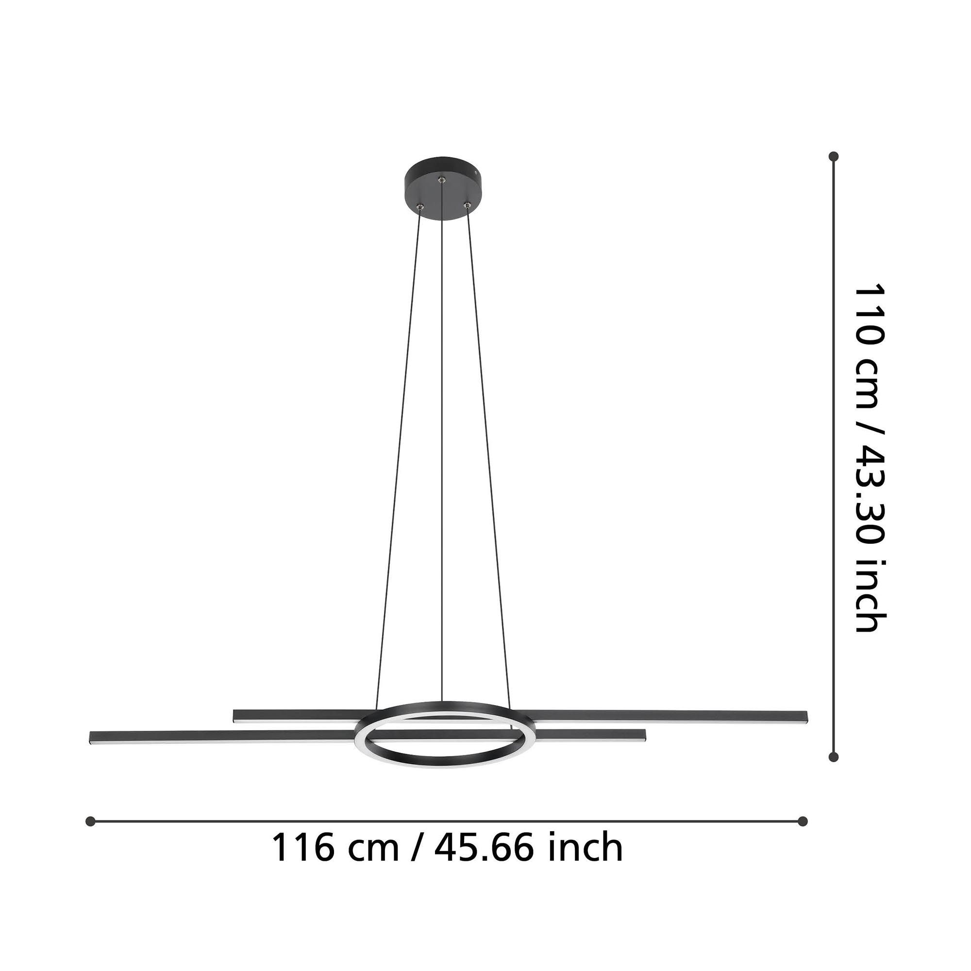 Suspension en métal noir ZILLERIO Z led intégrée 2X8W