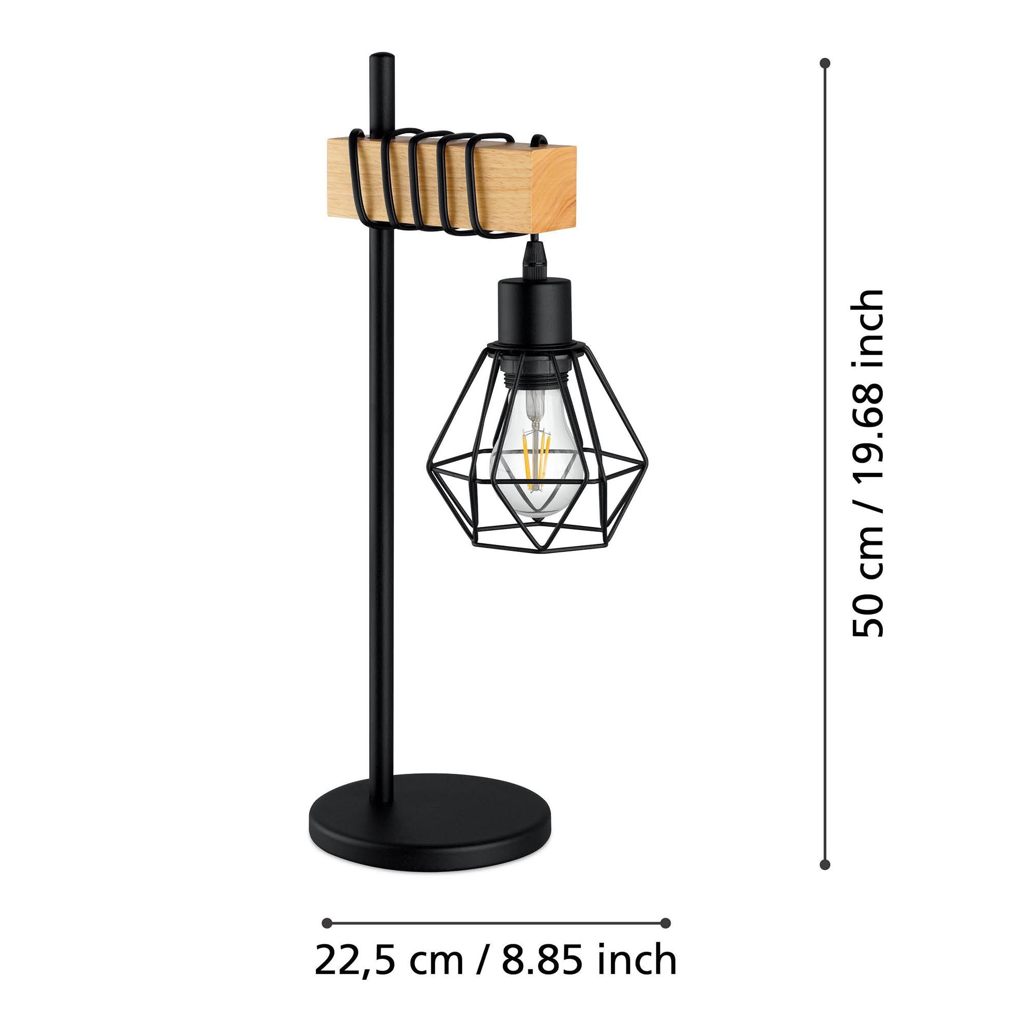 Lampe de table en métal noir et bois TOWNSHEND 5 E27 60W