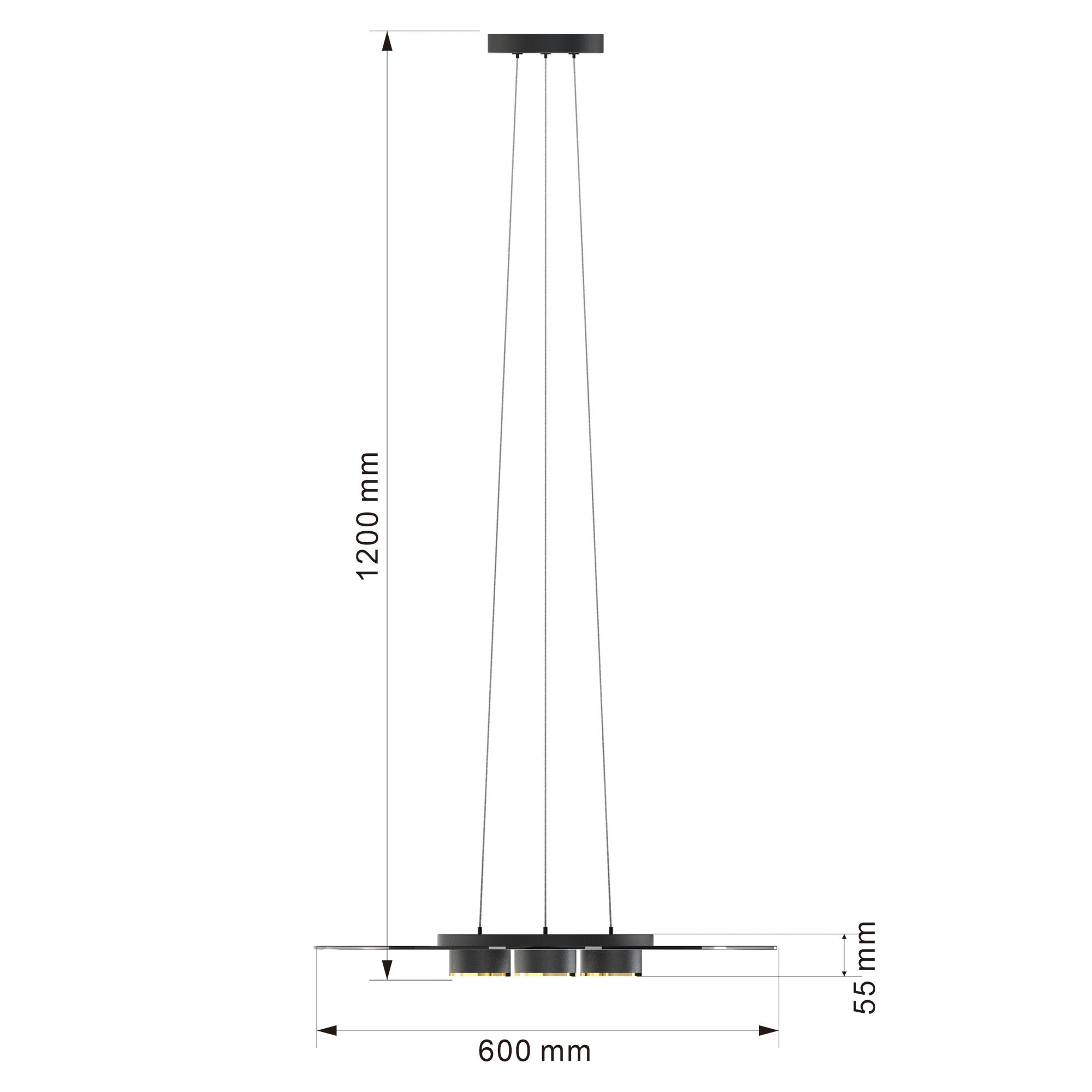 Suspension en verre smoky LANNION led intégrée 19W 2160 lumens 3000K Diamètre 60 cm