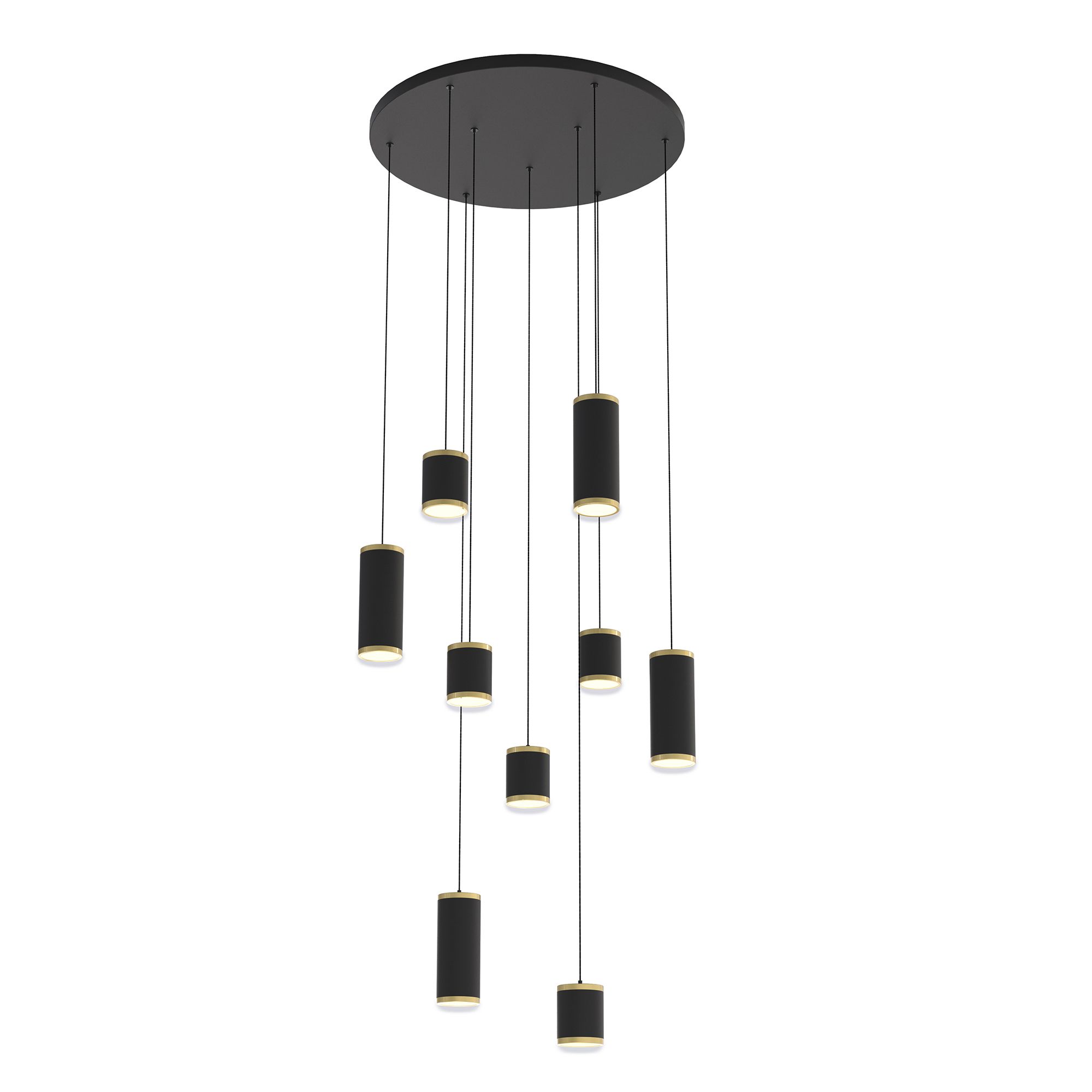 Suspension en métal noir et doré TOULOUSE led intégrée 9X57W 6600 lumens 3000K Diamètre 60,5 cm