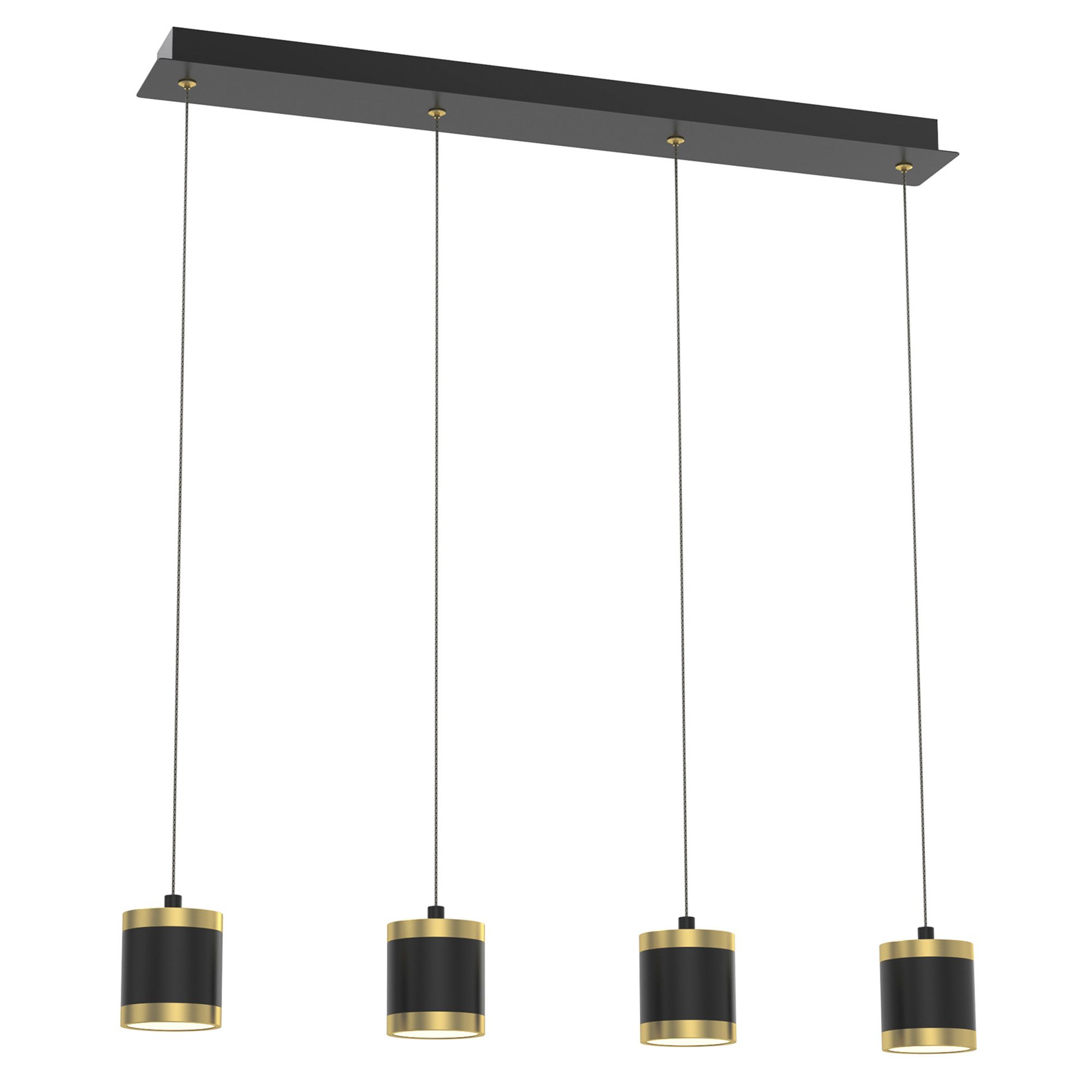 Suspension LED dimmable TOULOUSE en métal noir et doré L80cm