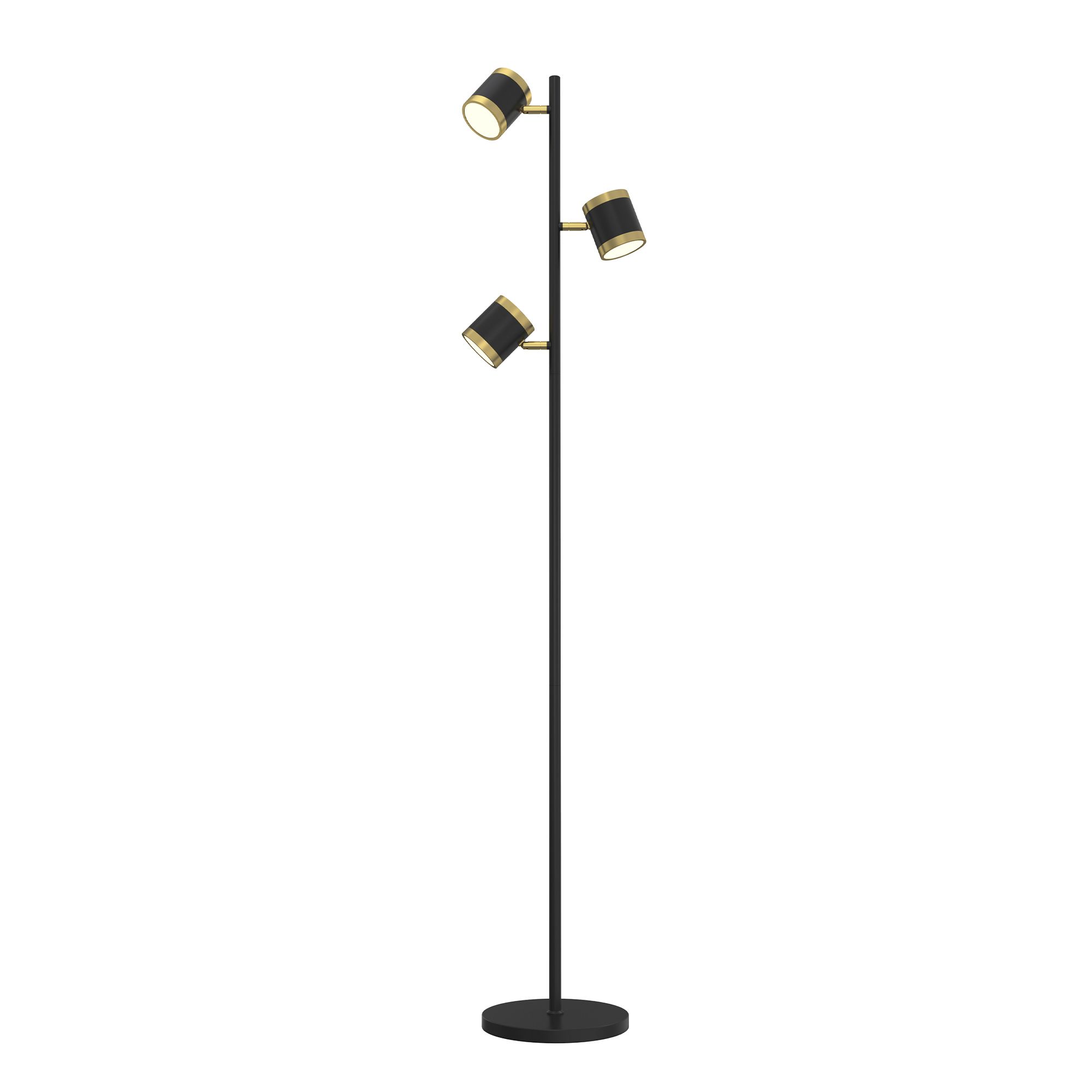 Lampadaire LED dimmable TOULOUSE en métal noir et doré HT153cm