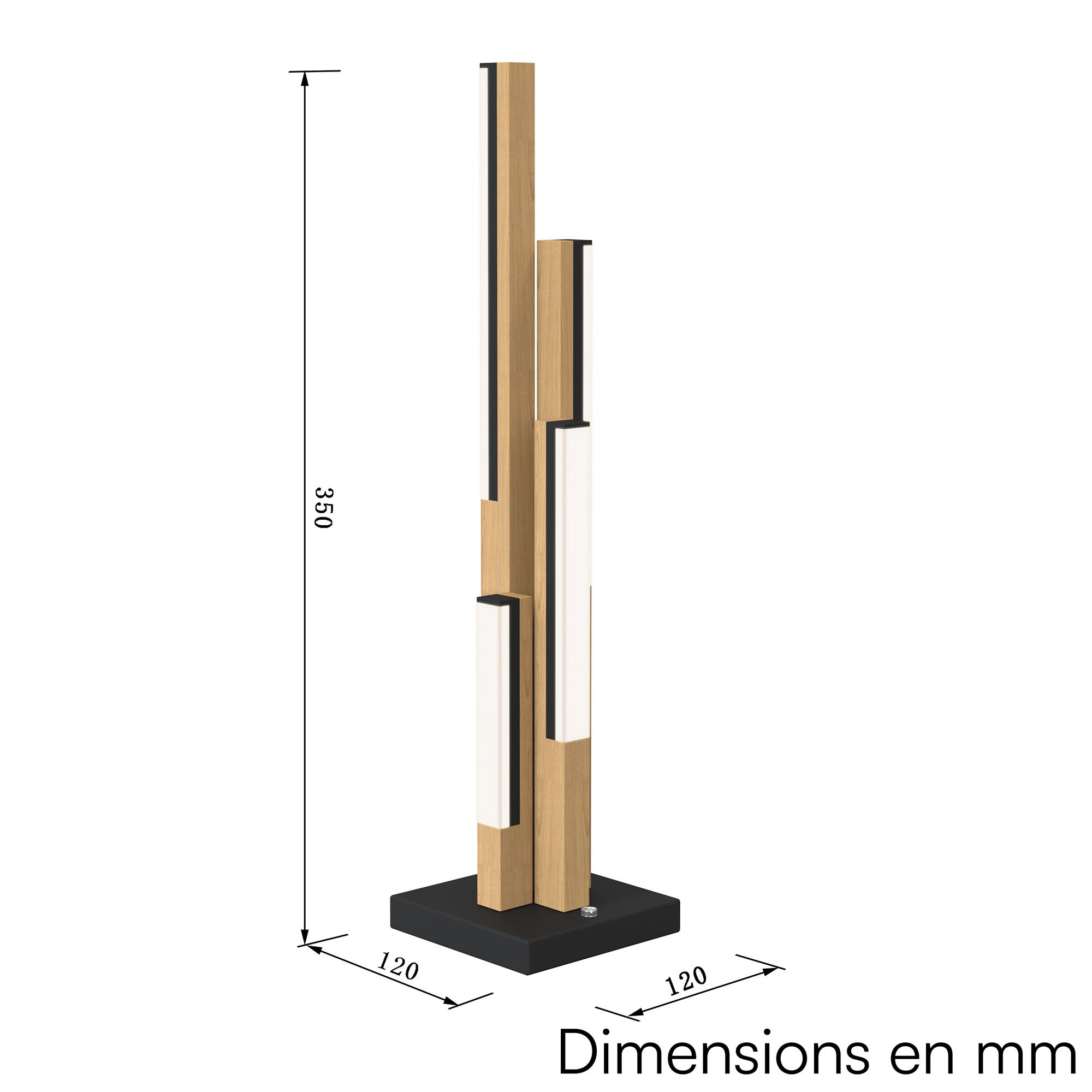 Lampe à poser LED dimmable en métal noir et bois HT35cm