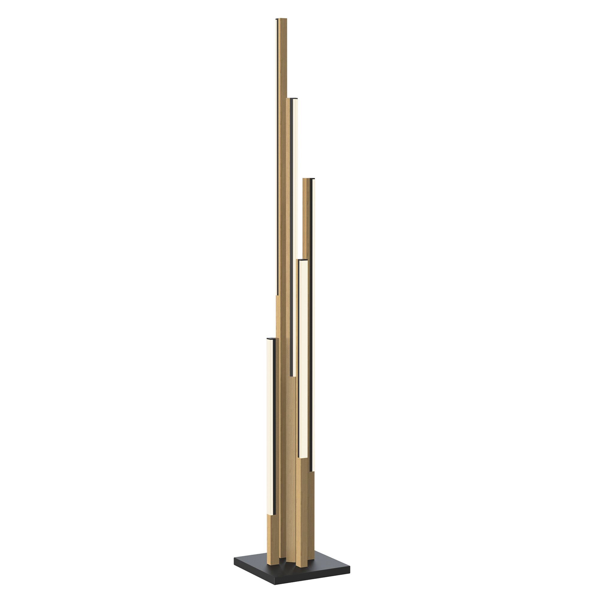 Lampadaire en métal noir et bois CATANIA led intégrée 10,5W 2350 lumens 3000K