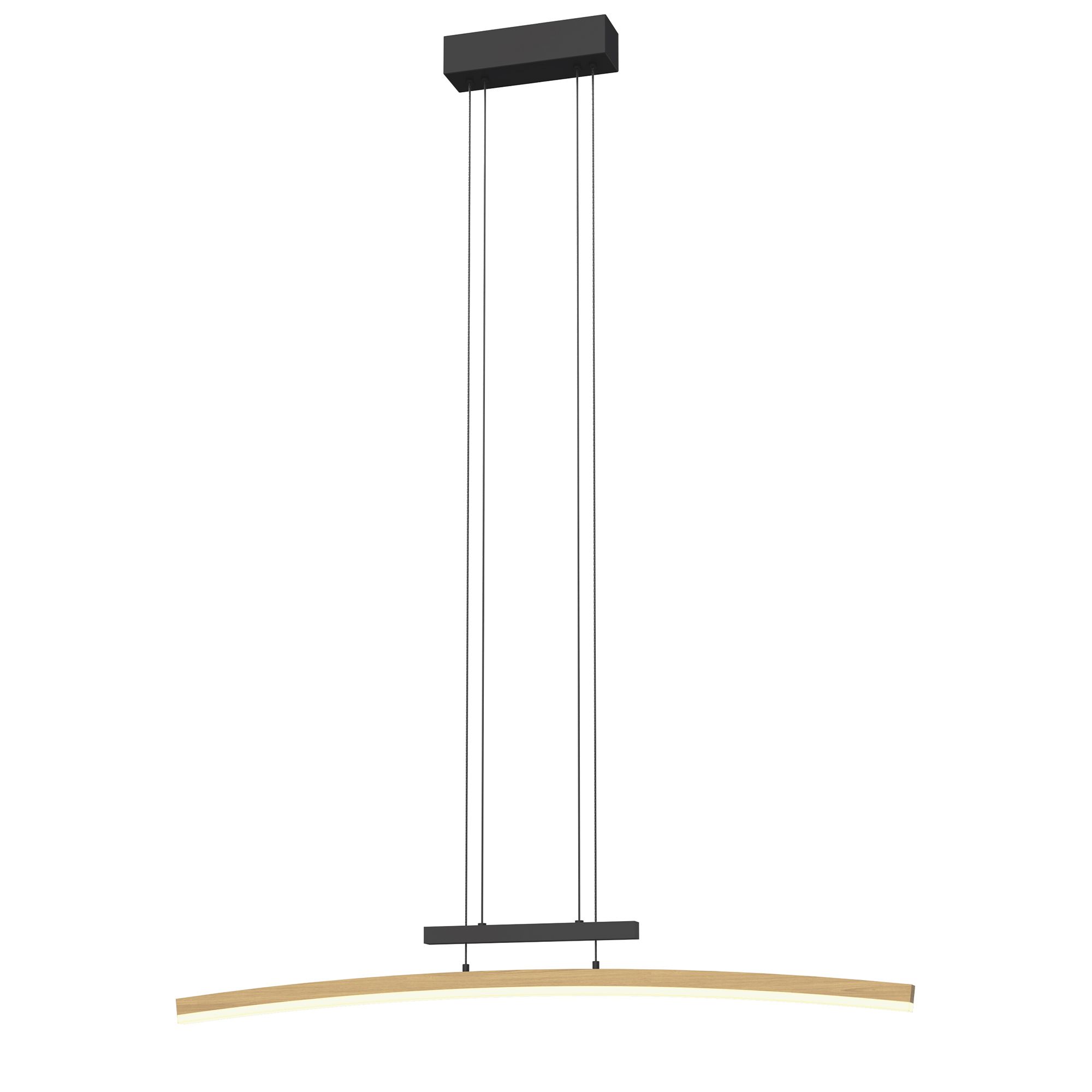 Suspension LED dimmable BOLOGNA noir/bois L90cm