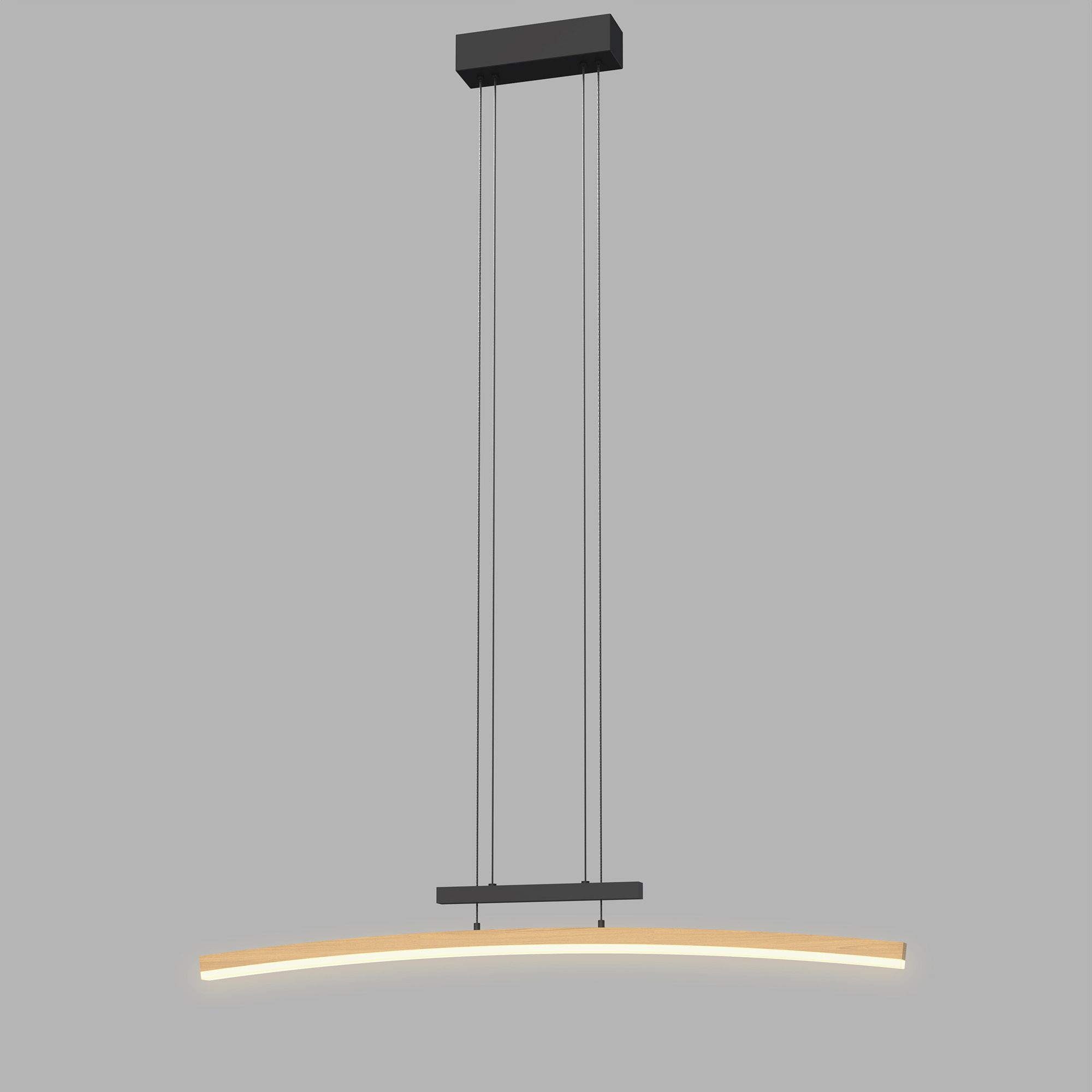 Suspension LED dimmable BOLOGNA noir/bois L90cm