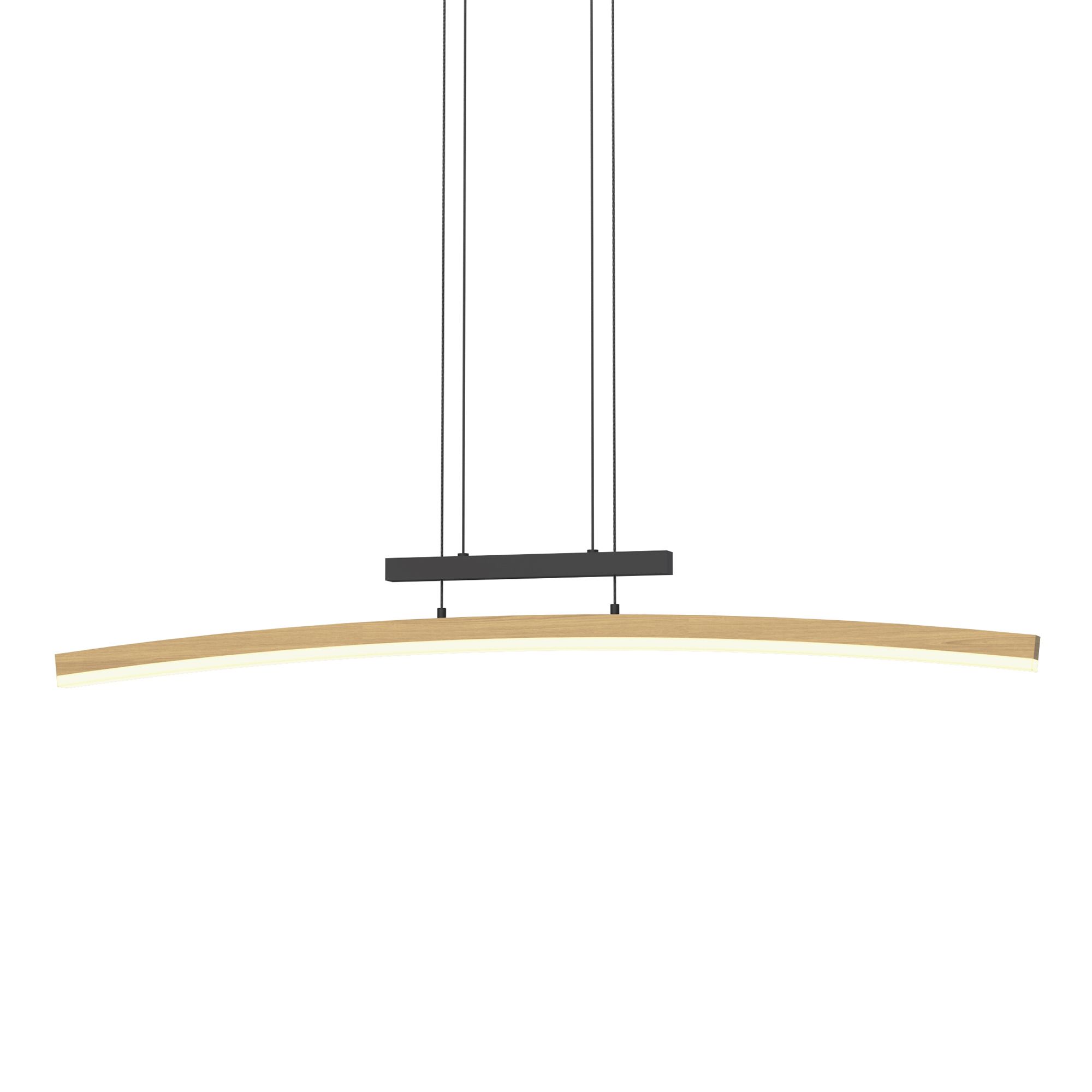 Suspension LED dimmable BOLOGNA noir/bois L90cm