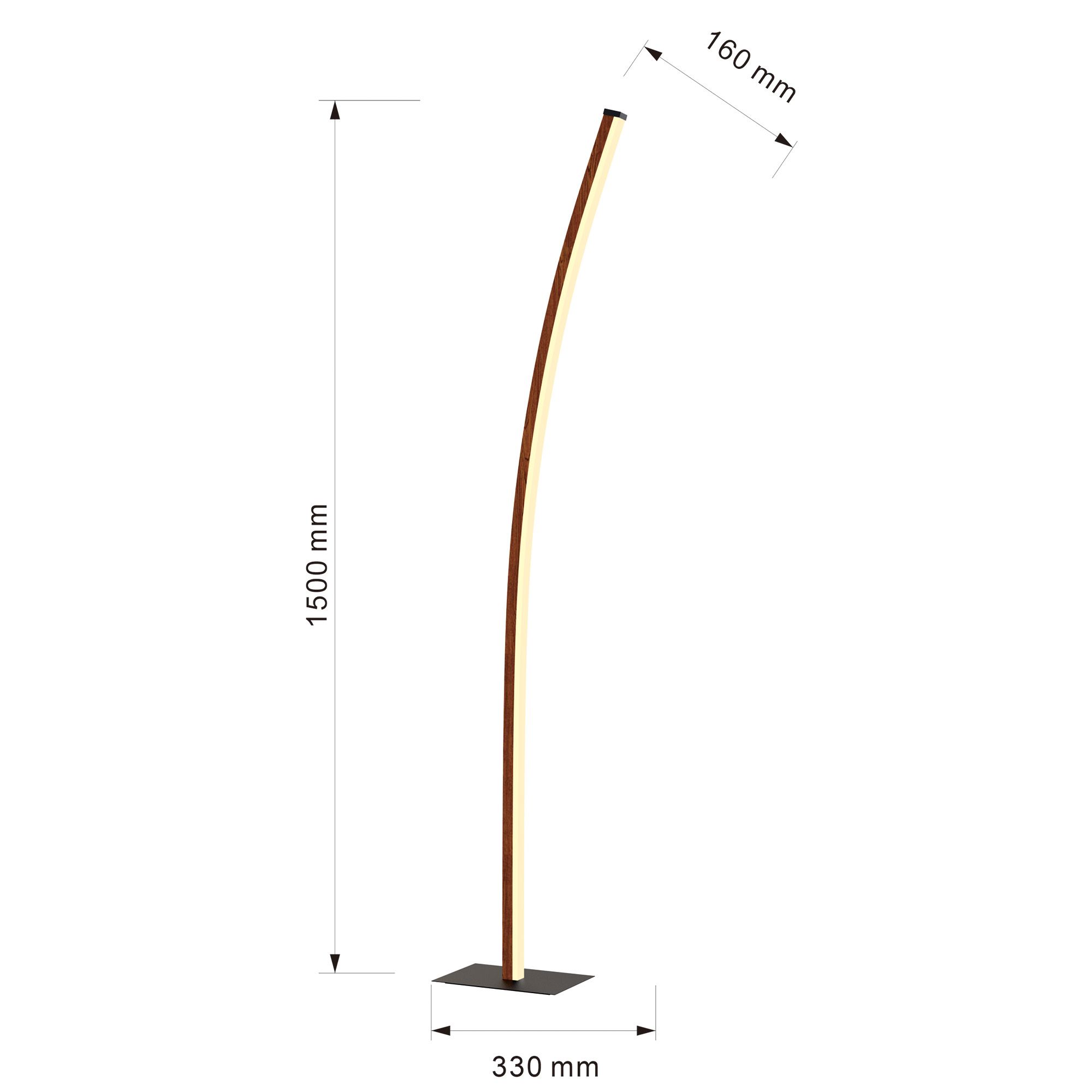 Lampadaire LED dimmable BOLOGNA en métal noir et bois HT150cm