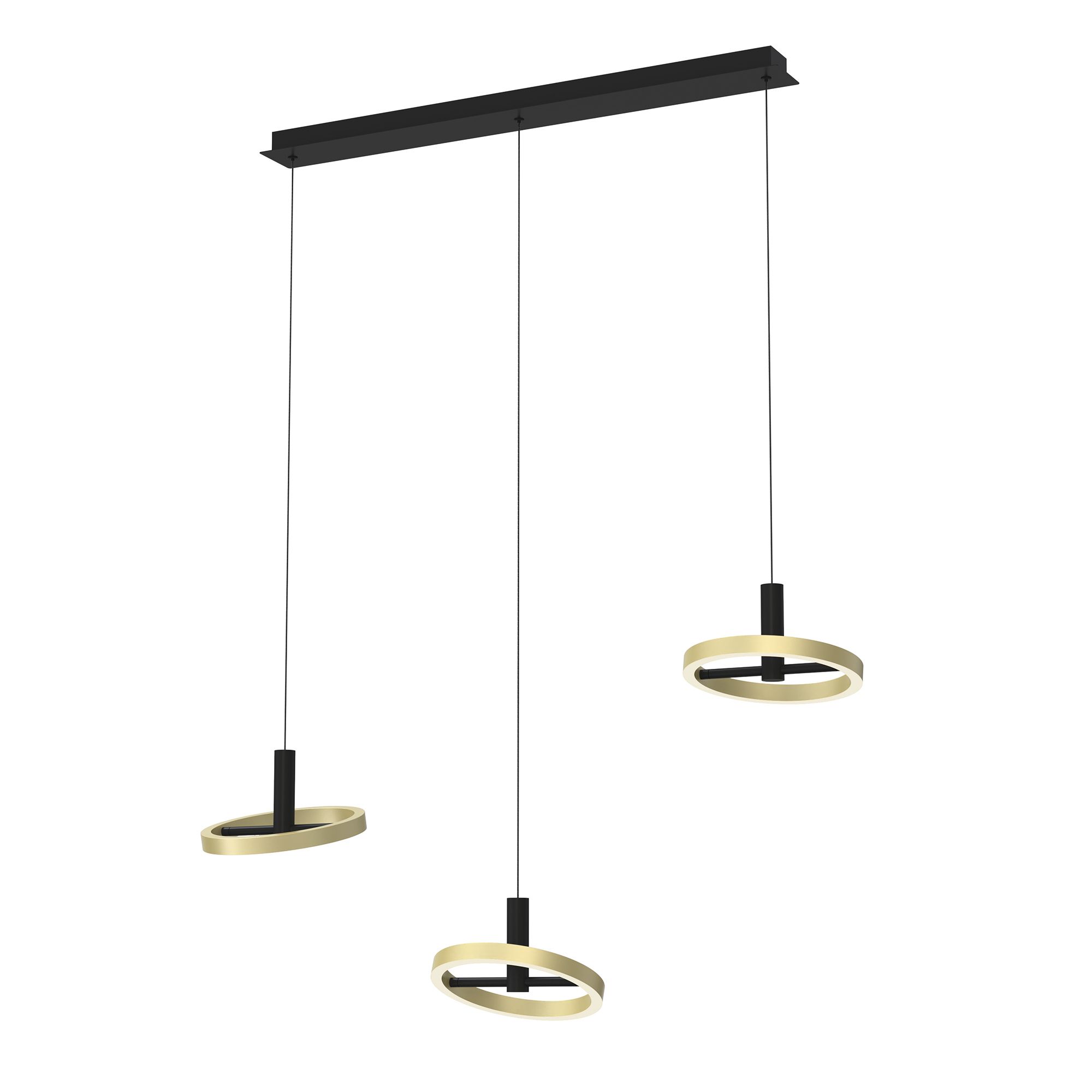 Suspension LED dimmable BREST noir/doré L105cm