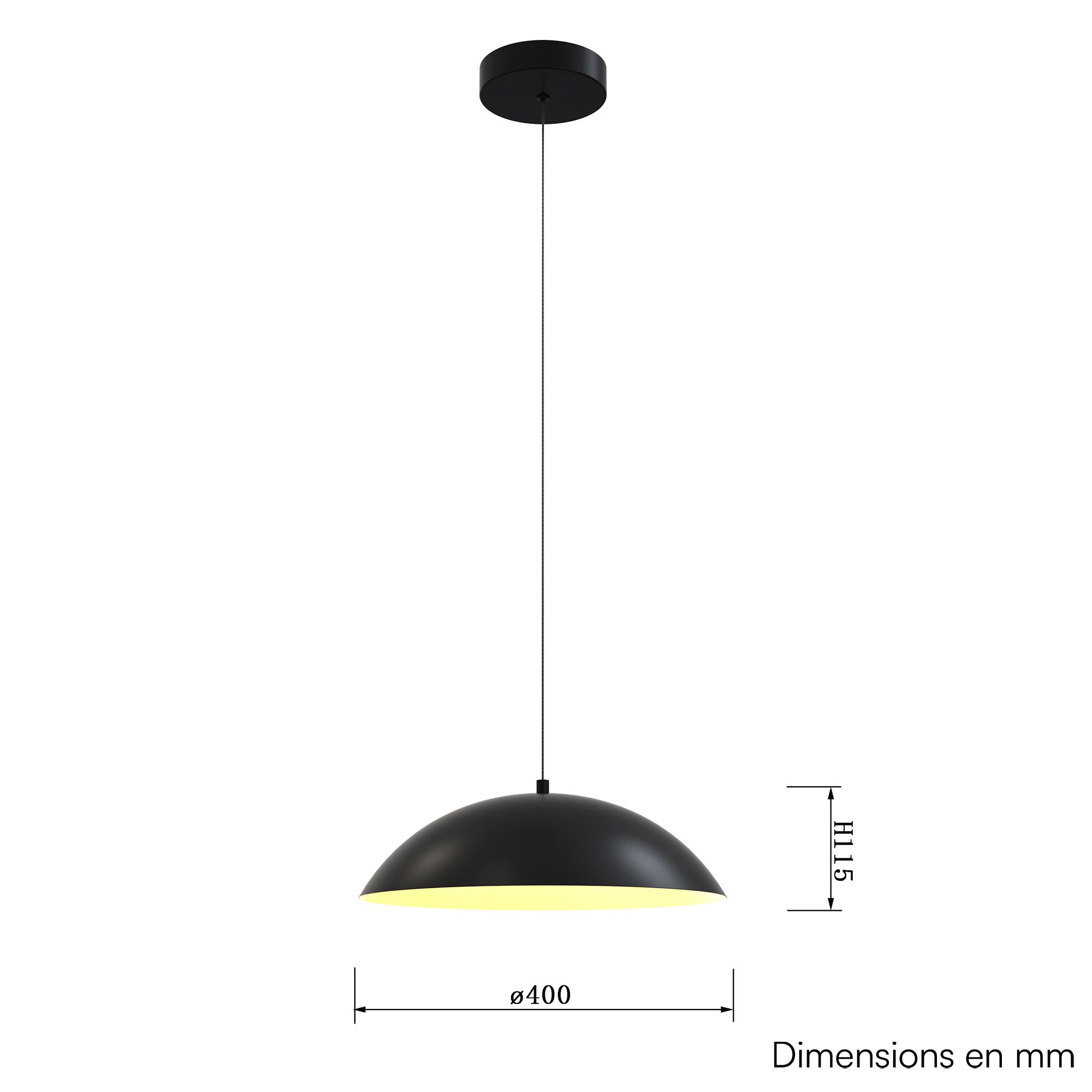 Lampe en métal noir ROSSKOF led intégrée 19W 2160 lumens 3000K