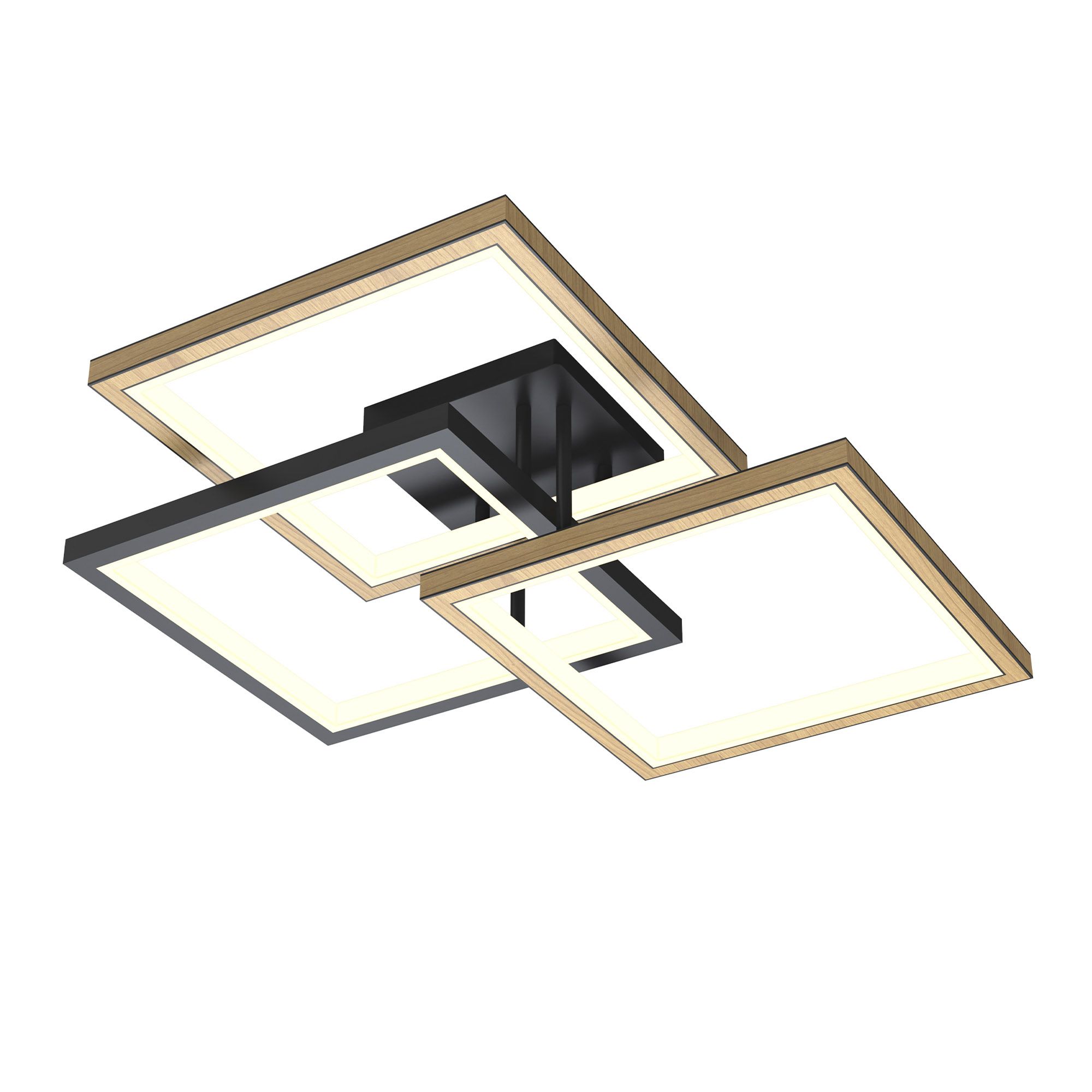 Plafonnier LED dimmable  MATERA en métal noir et bois