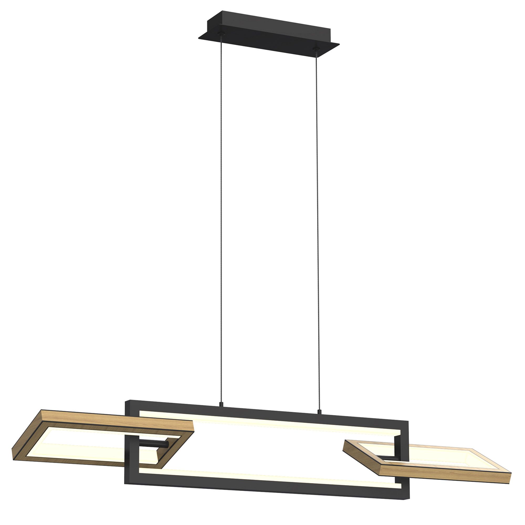 Suspension dimmable LED MATERA noir/bois L107cm