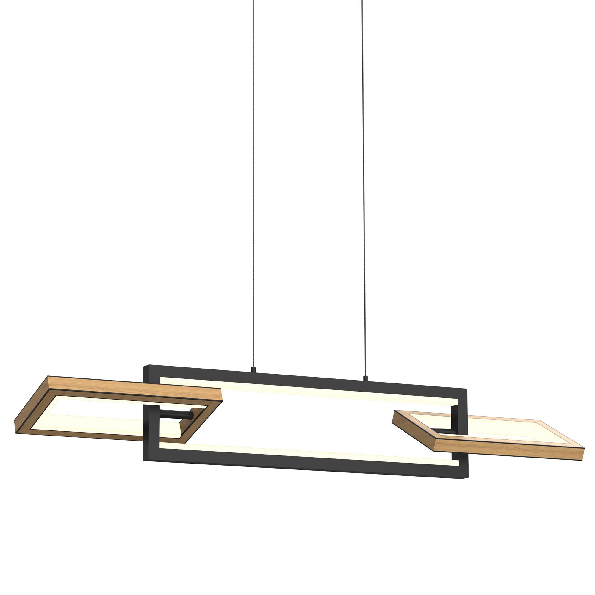 Suspension dimmable LED MATERA noir/bois L107cm