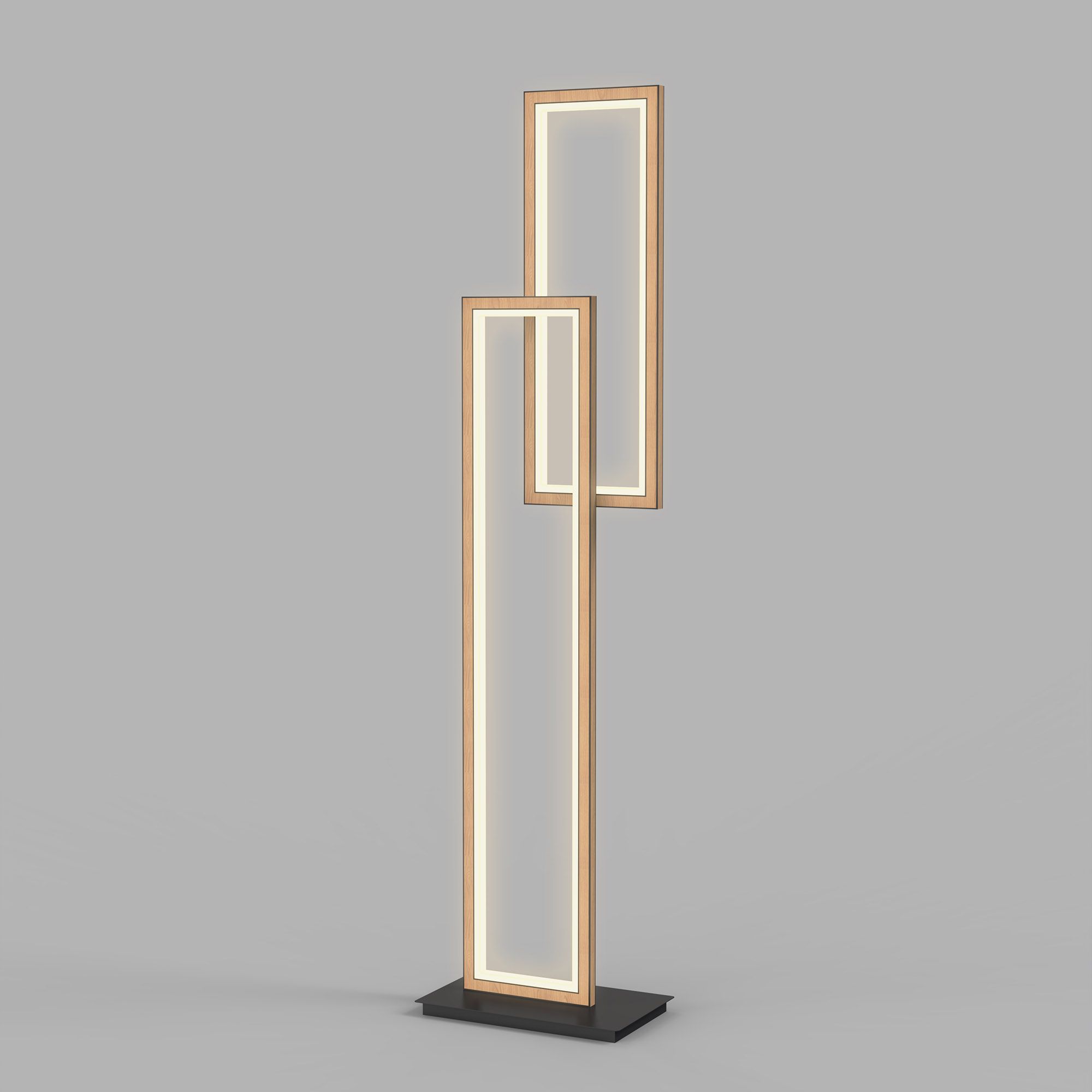 Lampadaire dimmable LED PESCARA en métal noir et bois HT155cm