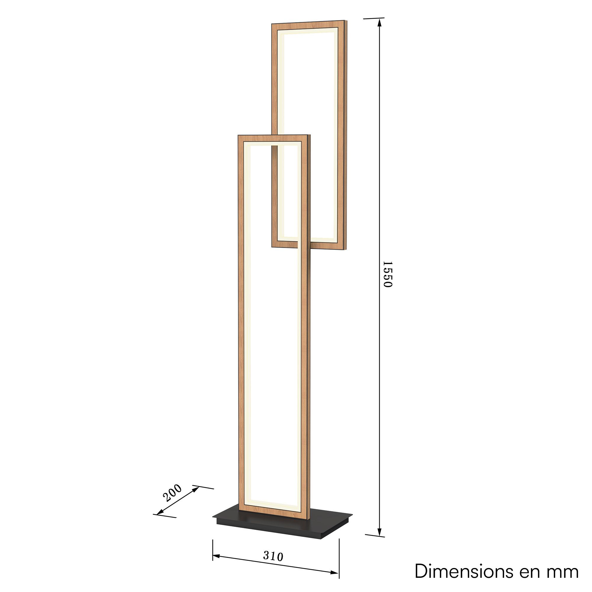 Lampadaire dimmable LED PESCARA en métal noir et bois HT155cm