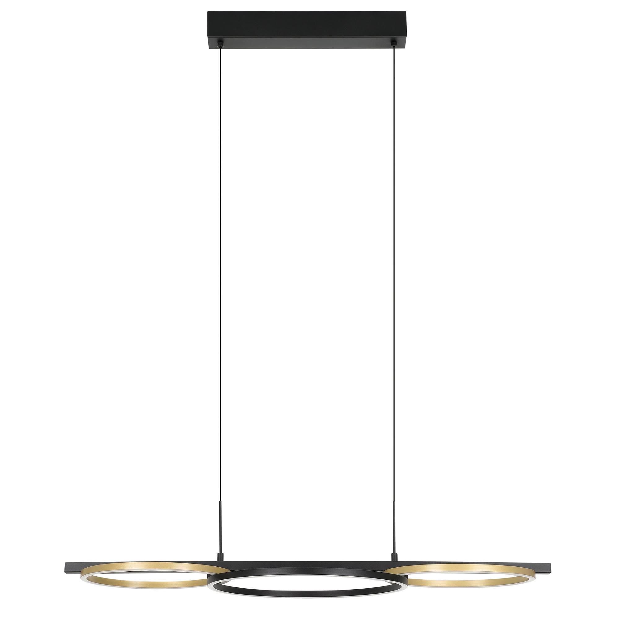 Suspension LED dimmable LANACERA noir/doré L96,5cm