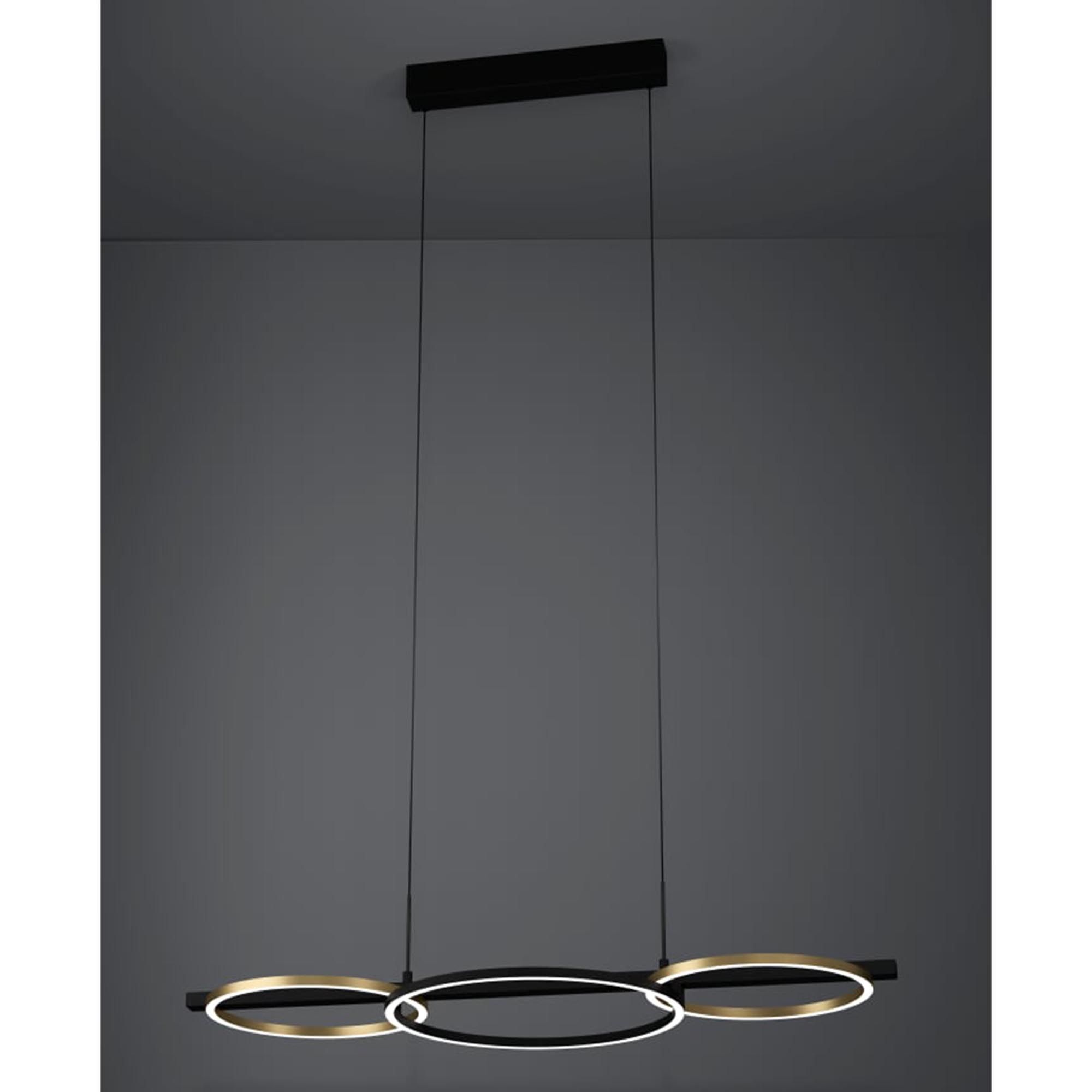 Suspension métal noir LANACERA LED INT 3X12,5W