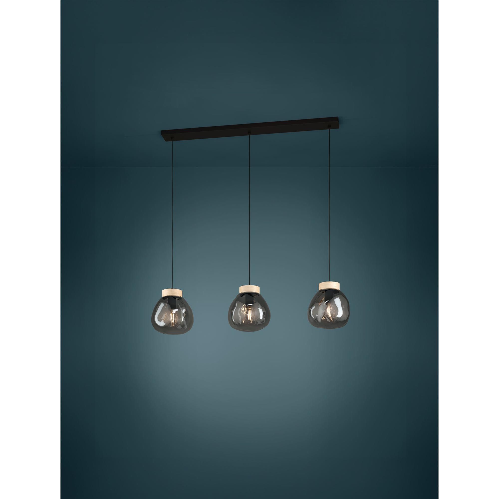 Suspension en verre fume MAGACELA E27 3X40W