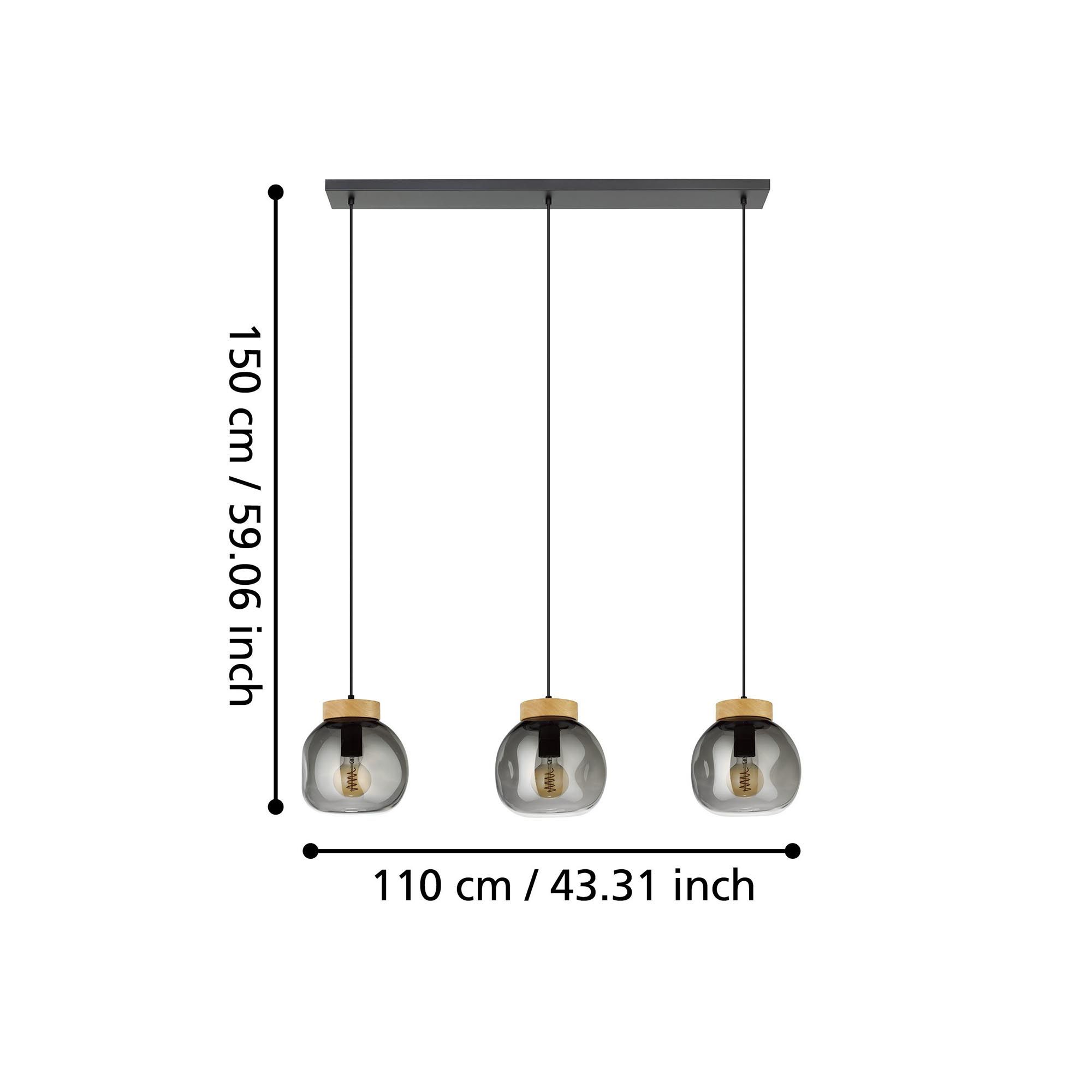 Suspension en verre fume MAGACELA E27 3X40W