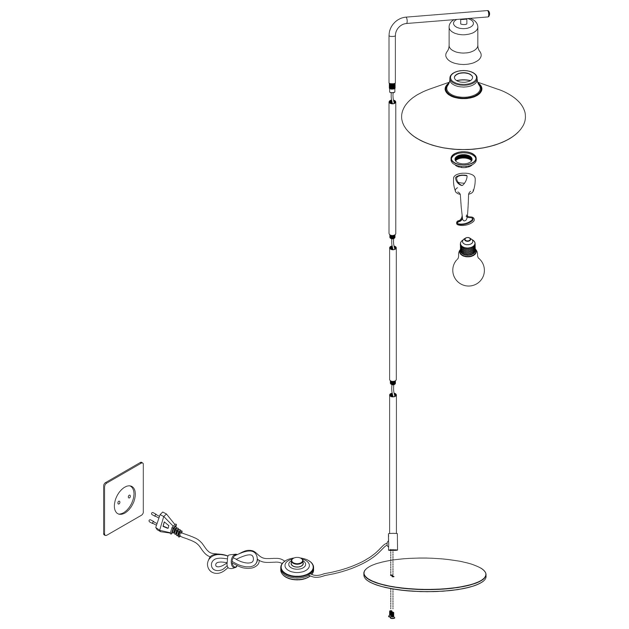 Lampadaire métal gris ABREOSA E27 1X28W