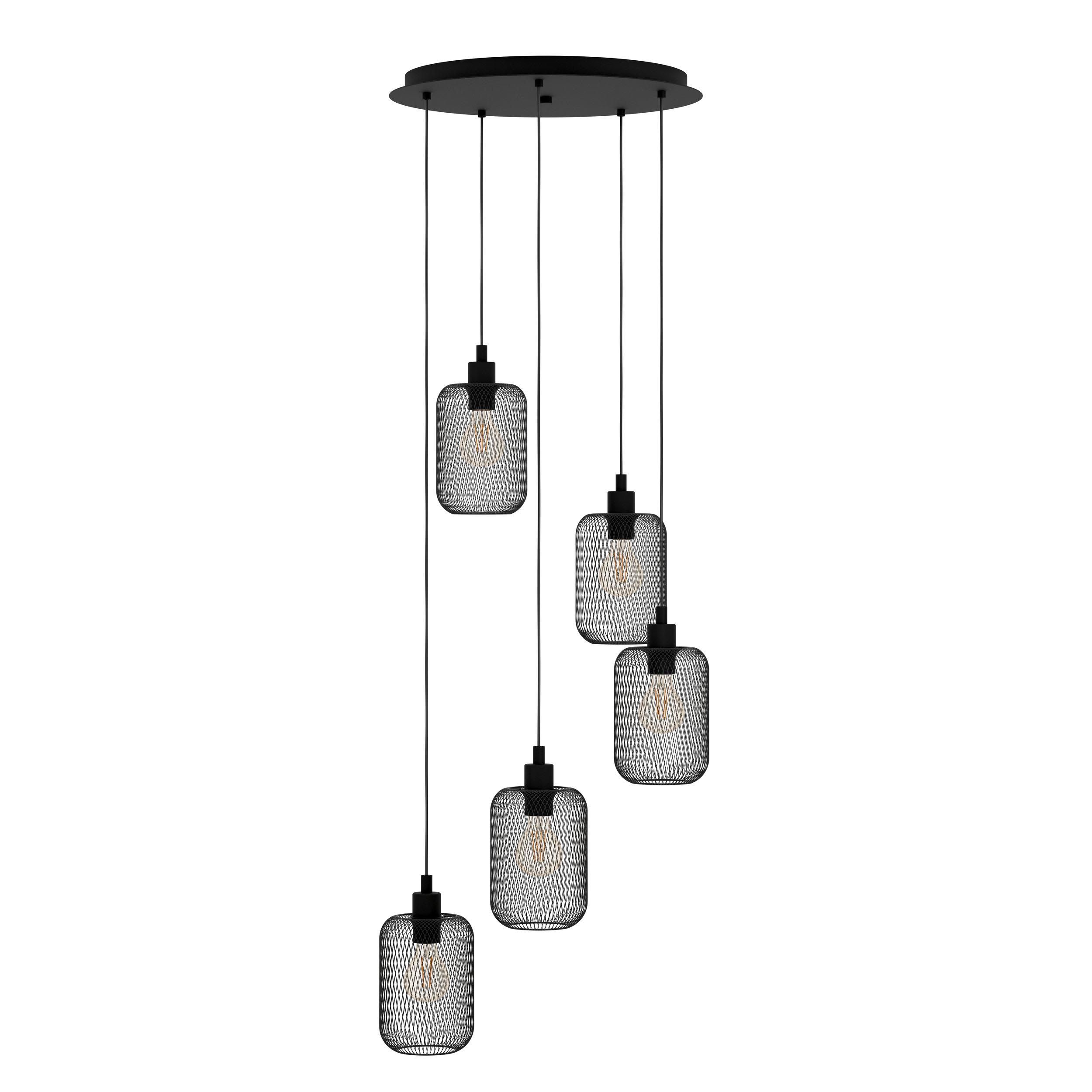 Suspension métal noir WRINGTON E27 5X60W