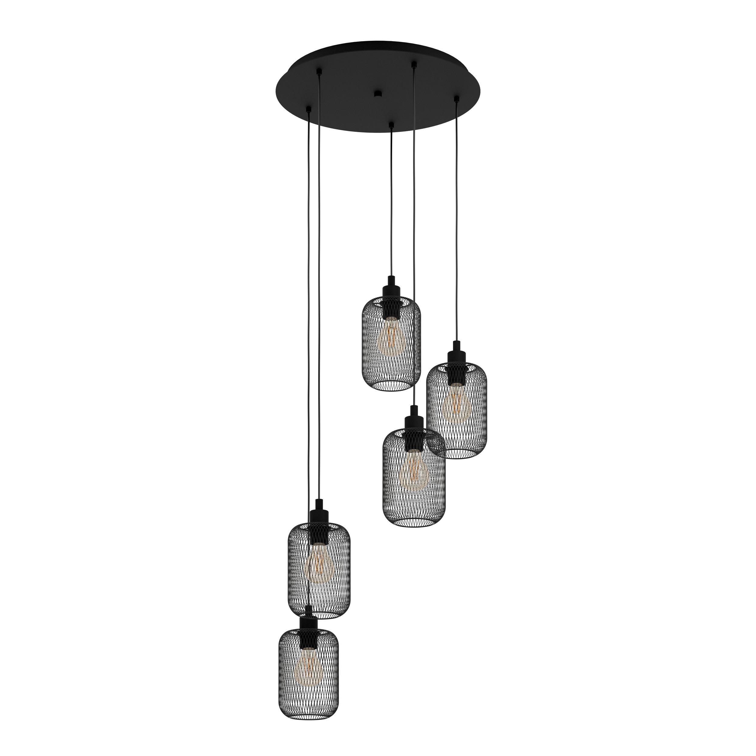 Suspension métal noir WRINGTON E27 5X60W