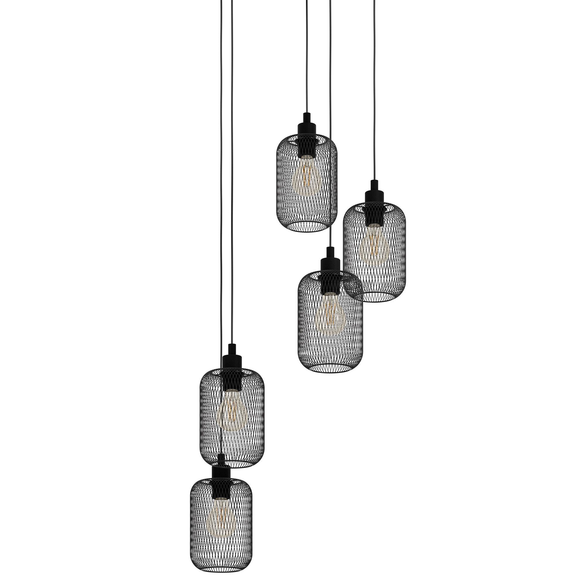 Suspension métal noir WRINGTON E27 5X60W