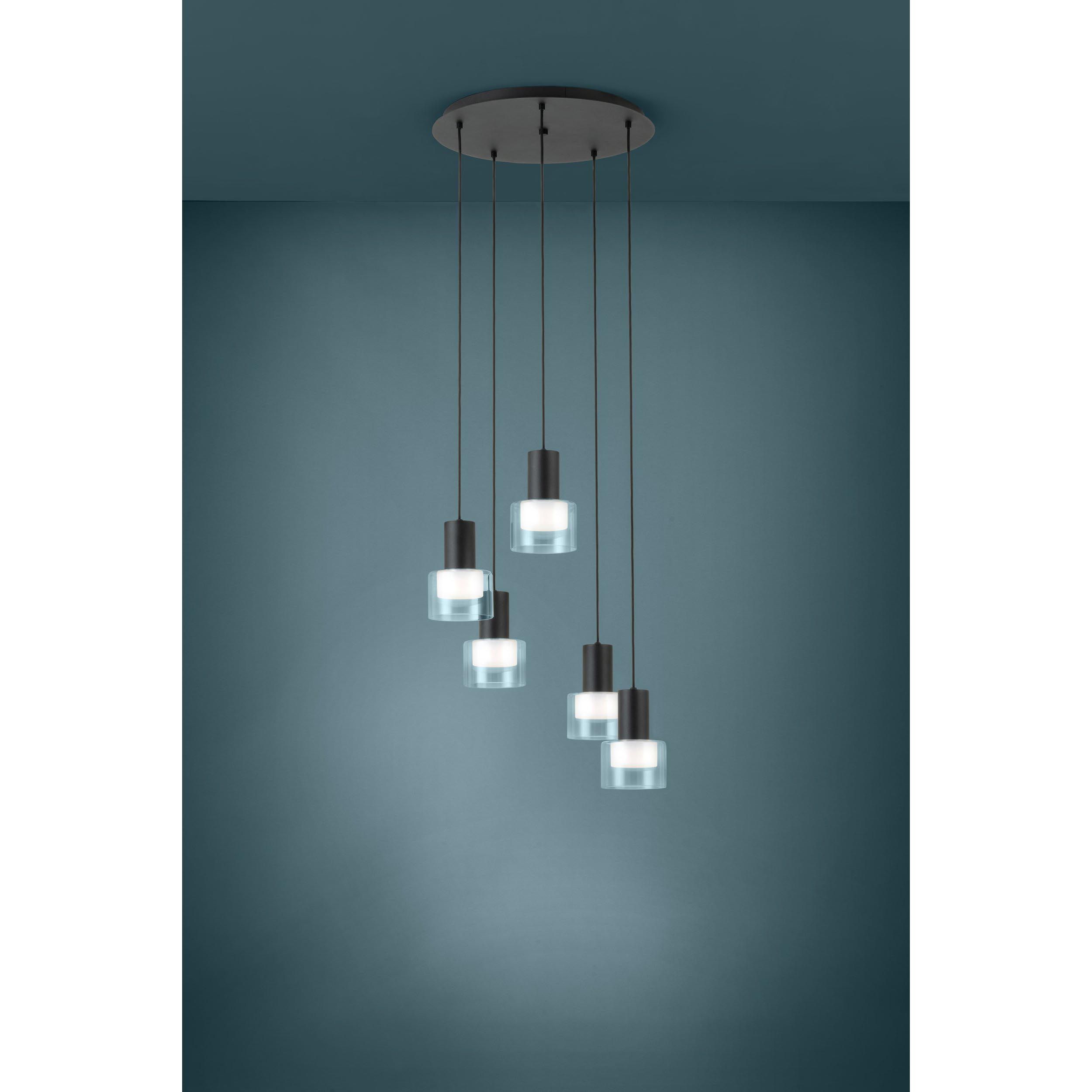 Suspension en verre noir MOLINEROS GU10 5X4,6W