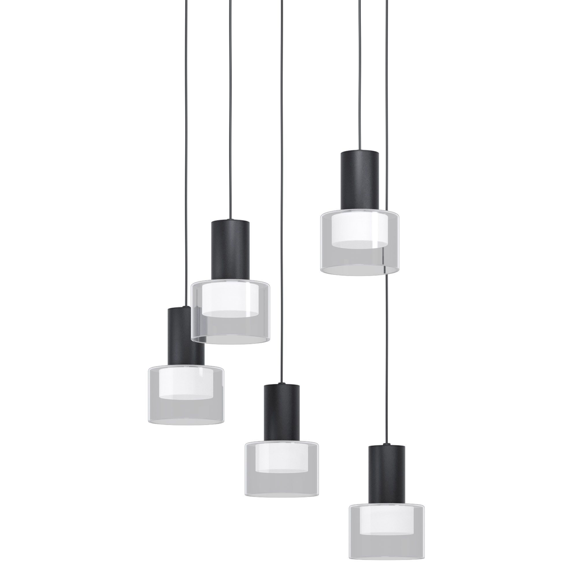 Suspension en verre noir MOLINEROS GU10 5X4,6W