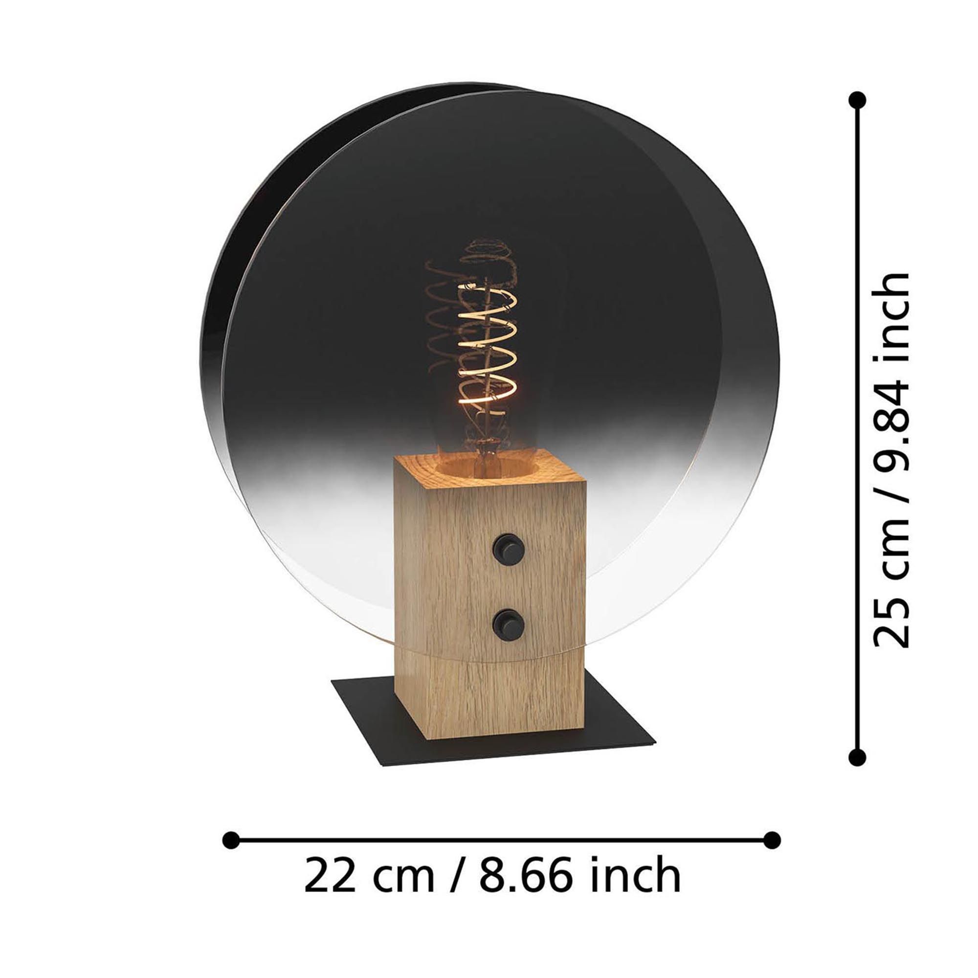 Lampe à poser MILLENA noir/bois et verres fumées HT25CM