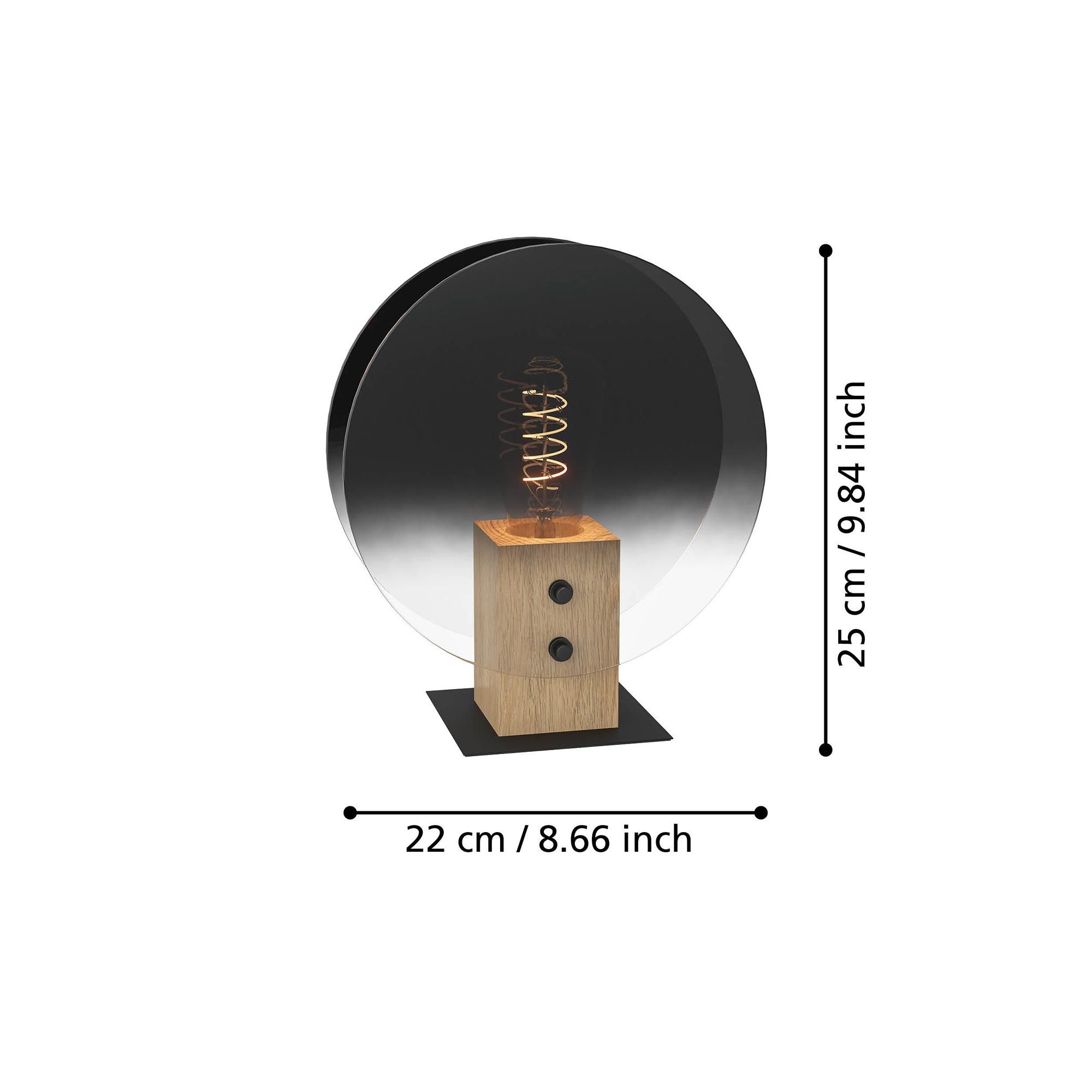 Lampe en bois et verre fumé MILLENA E27 40W