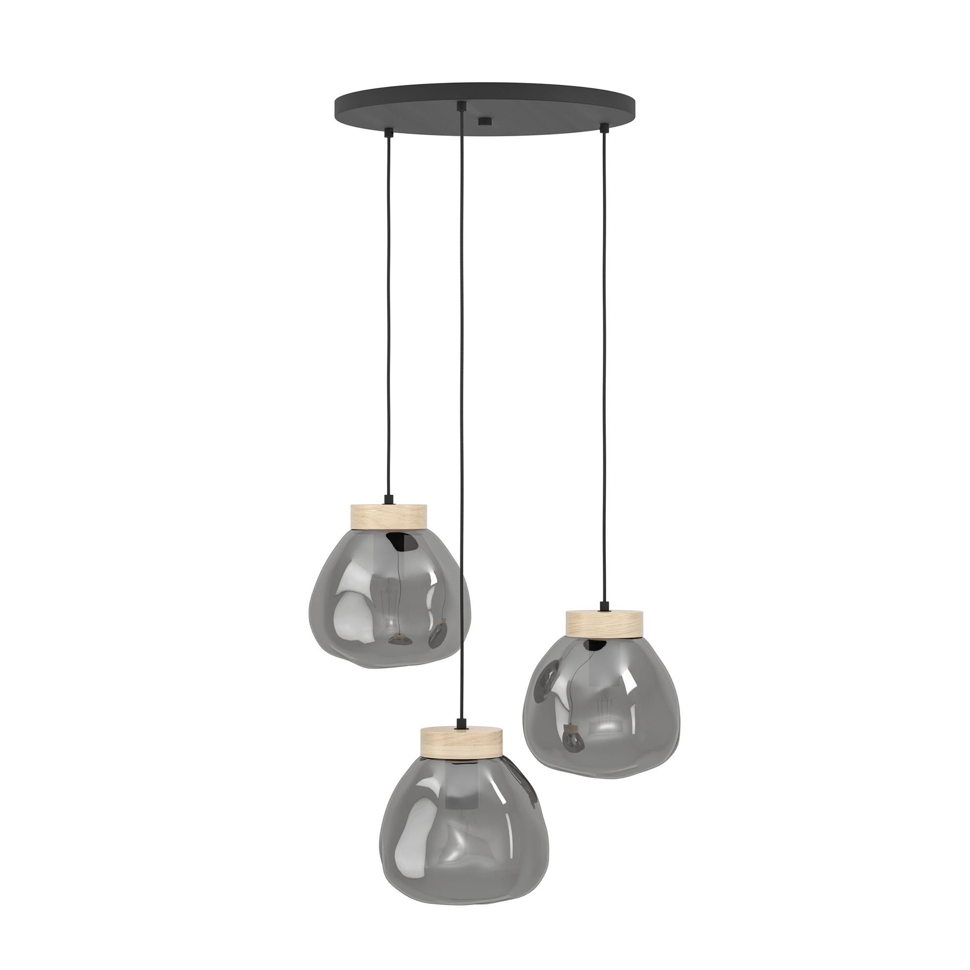 Suspension en verre fume MAGACELA cascade E27 3X40W