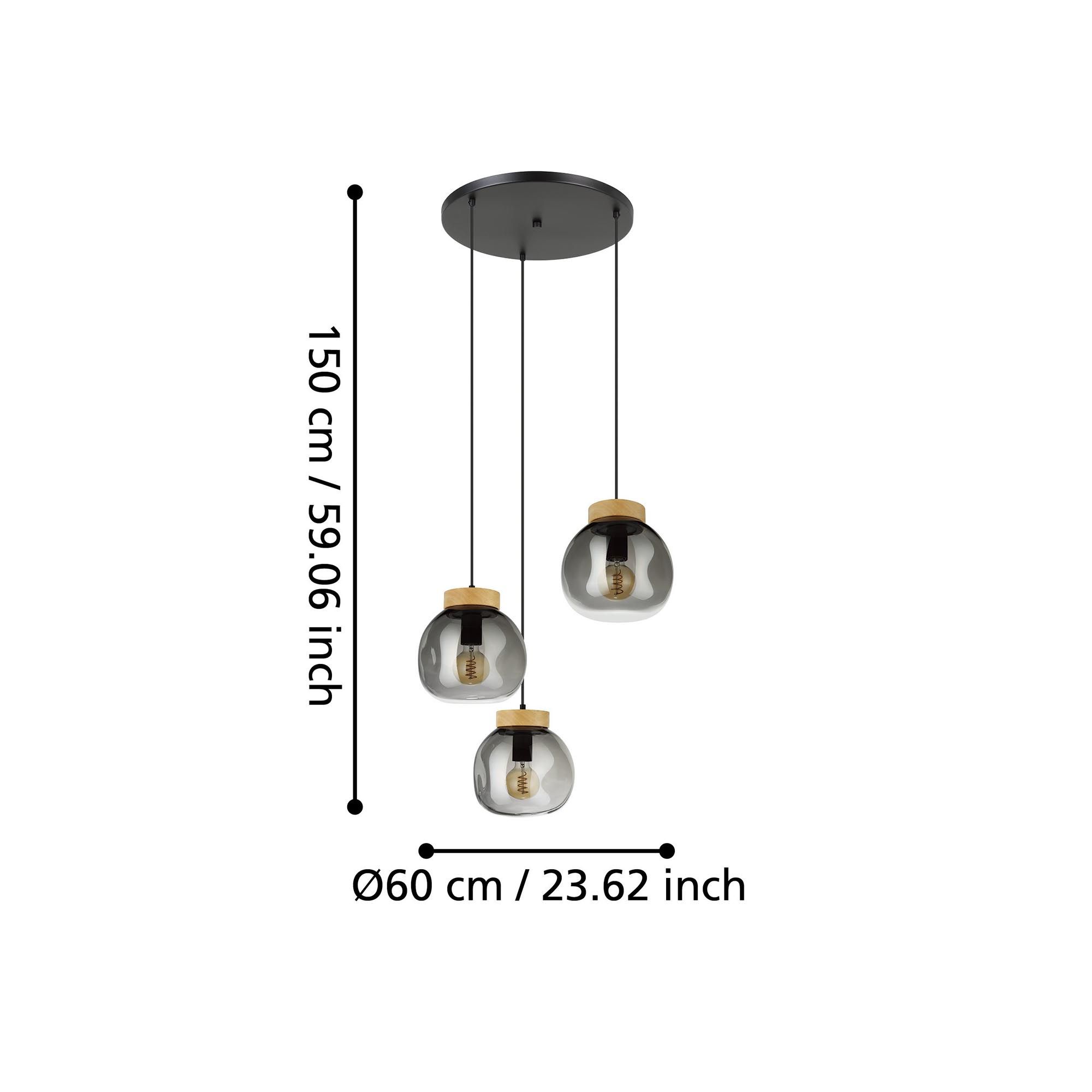 Suspension en verre fume MAGACELA cascade E27 3X40W